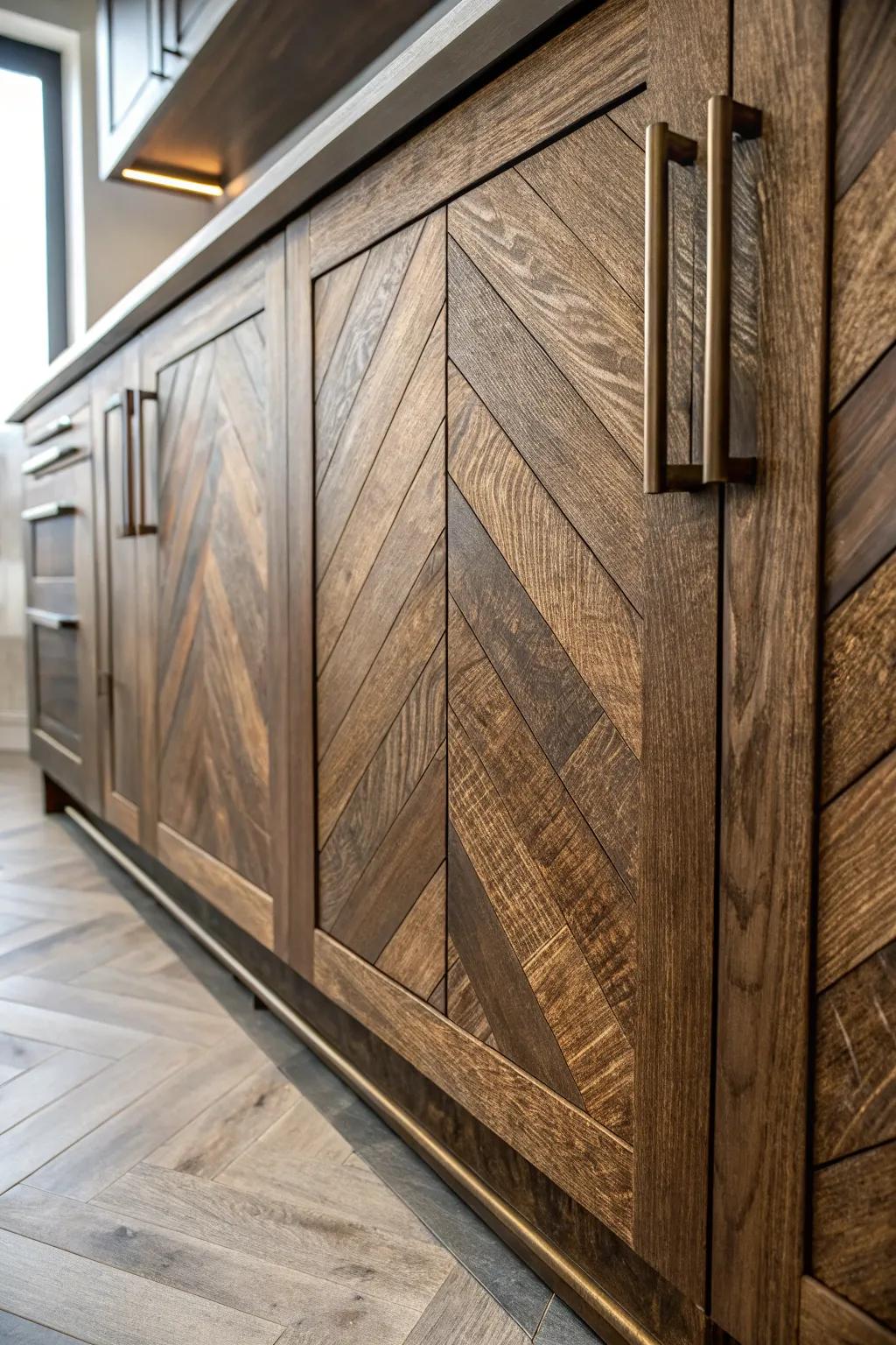 Elevate your space with bespoke cabinet doors crafted from reclaimed flooring planks.