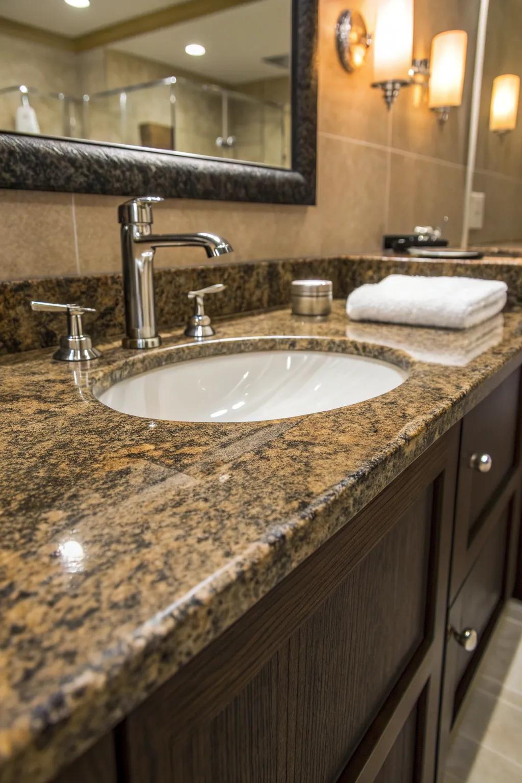 Elevate your bathroom with the timeless elegance of a granite vanity counter, where craftsmanship meets luxury.