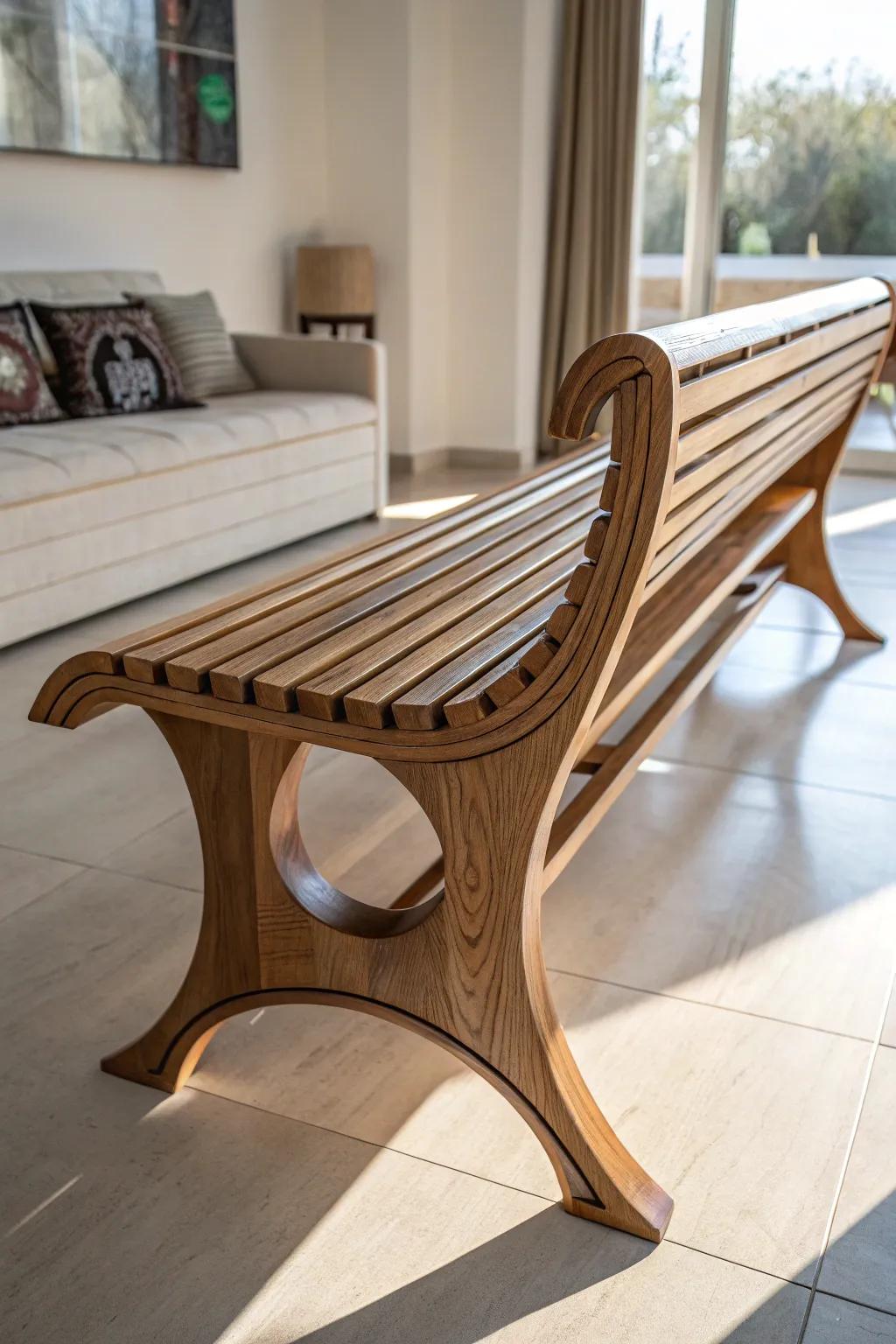 Transform your space with a sculptural bench that doubles as an art piece.