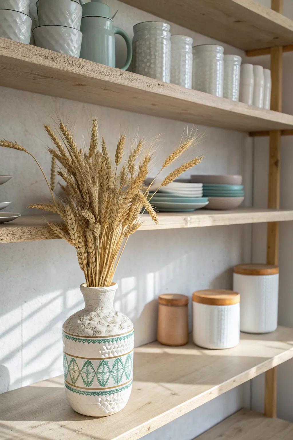 Embrace the seasons with minimalist elegance—add a touch of nature to your pantry decor.