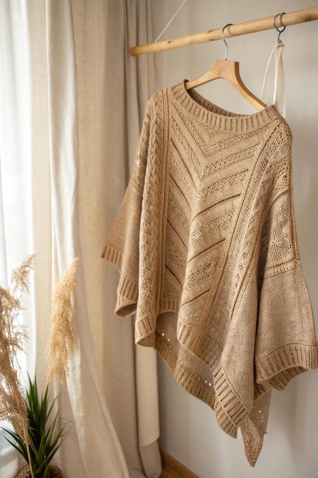 Embrace modern elegance with this asymmetrical knit masterpiece—where art meets comfort.