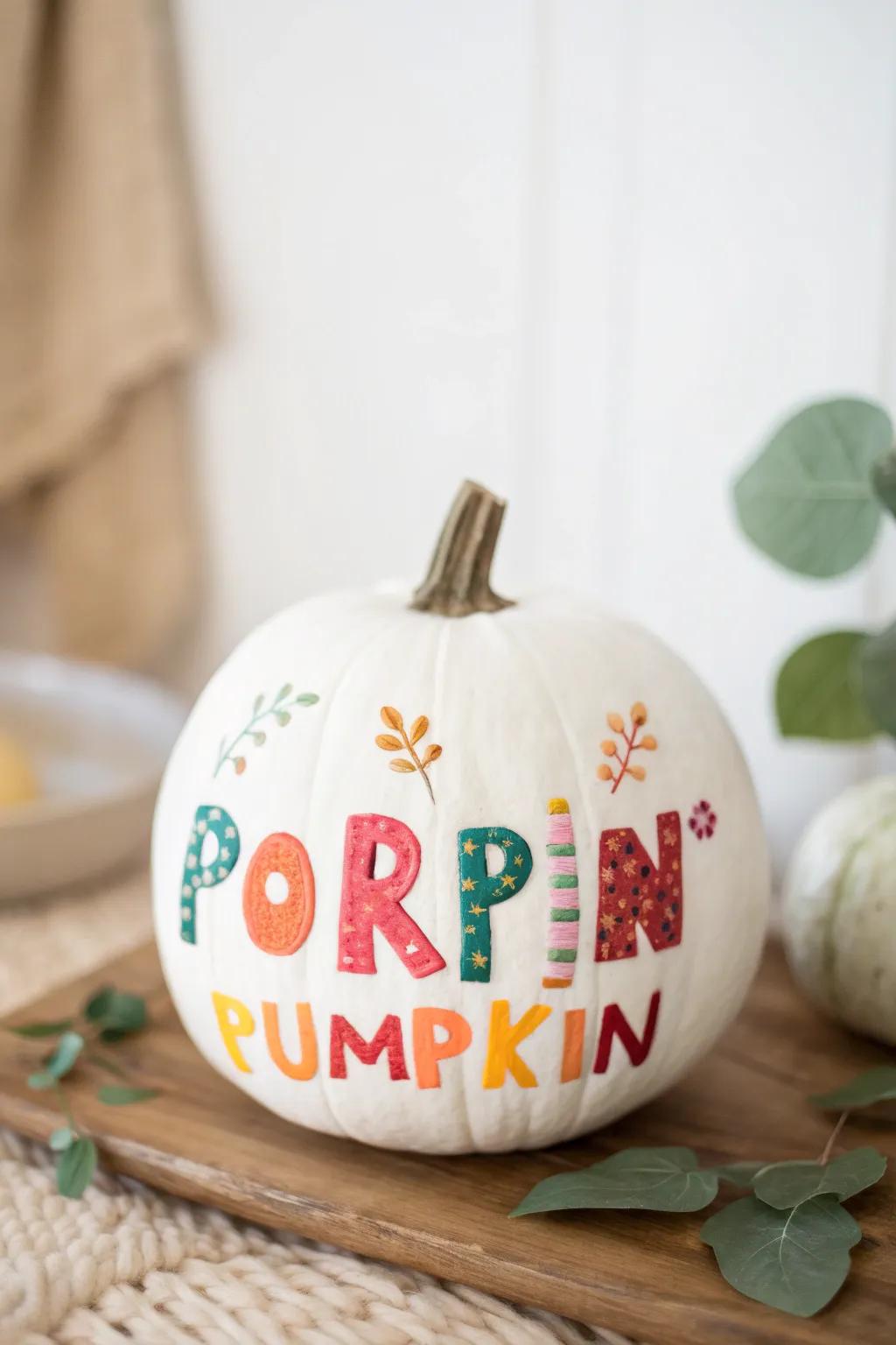 Climb the alphabet with this chic and colorful pumpkin inspired by 'Chicka Chicka Boom Boom'!