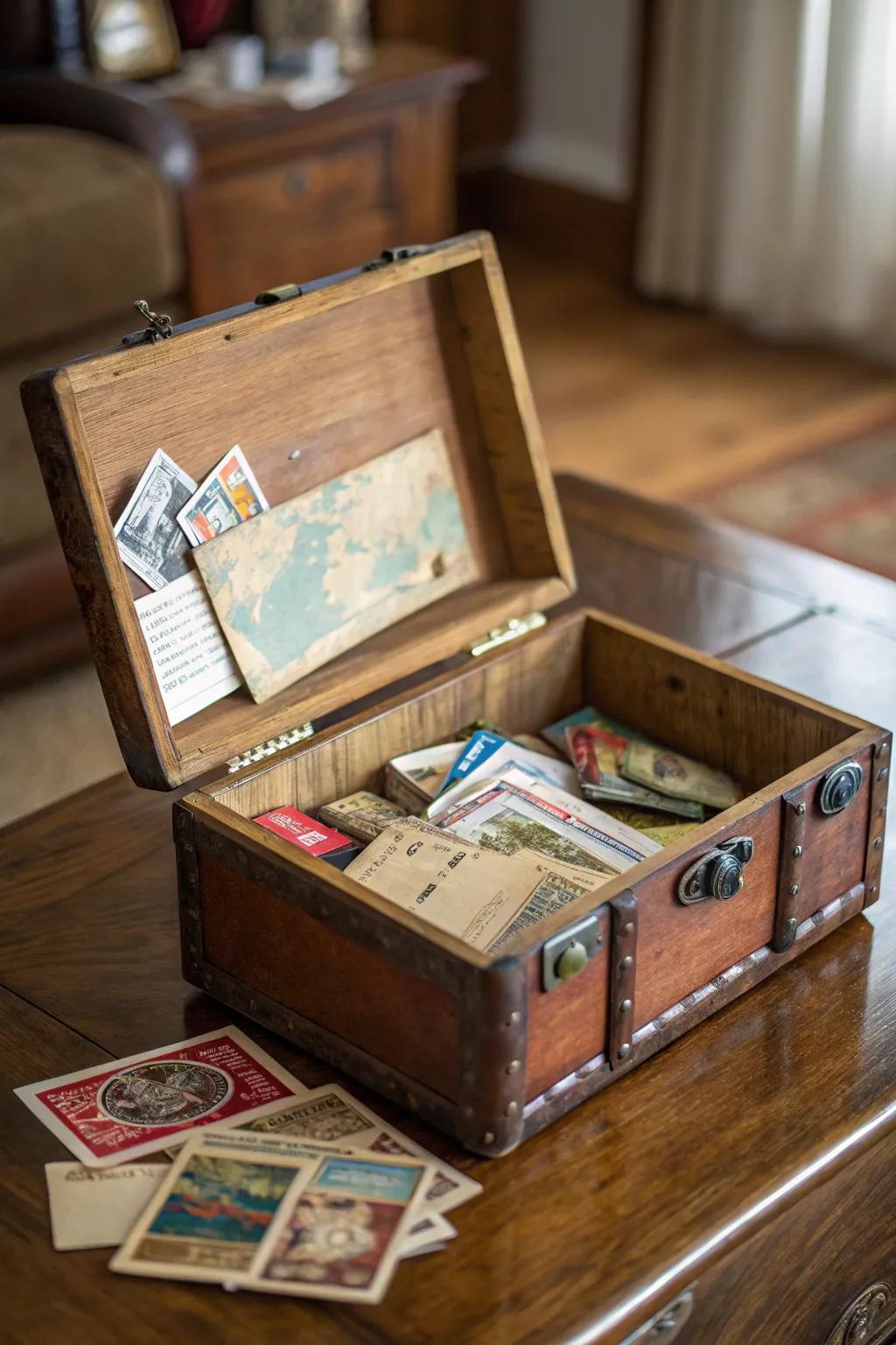 Unlock memories of your adventures with a repurposed cigar box travel memory keeper.