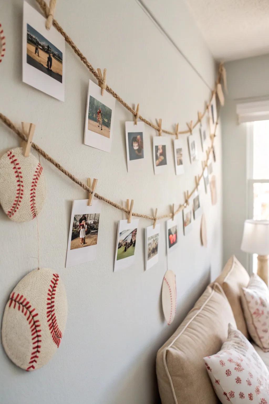 Capture memories with a touch of play: Softball Picture Garlands bring warmth and creativity to your walls.