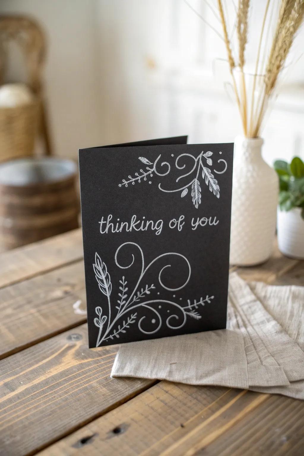 A heartfelt message in chalkboard elegance, blending simplicity with artistic charm.