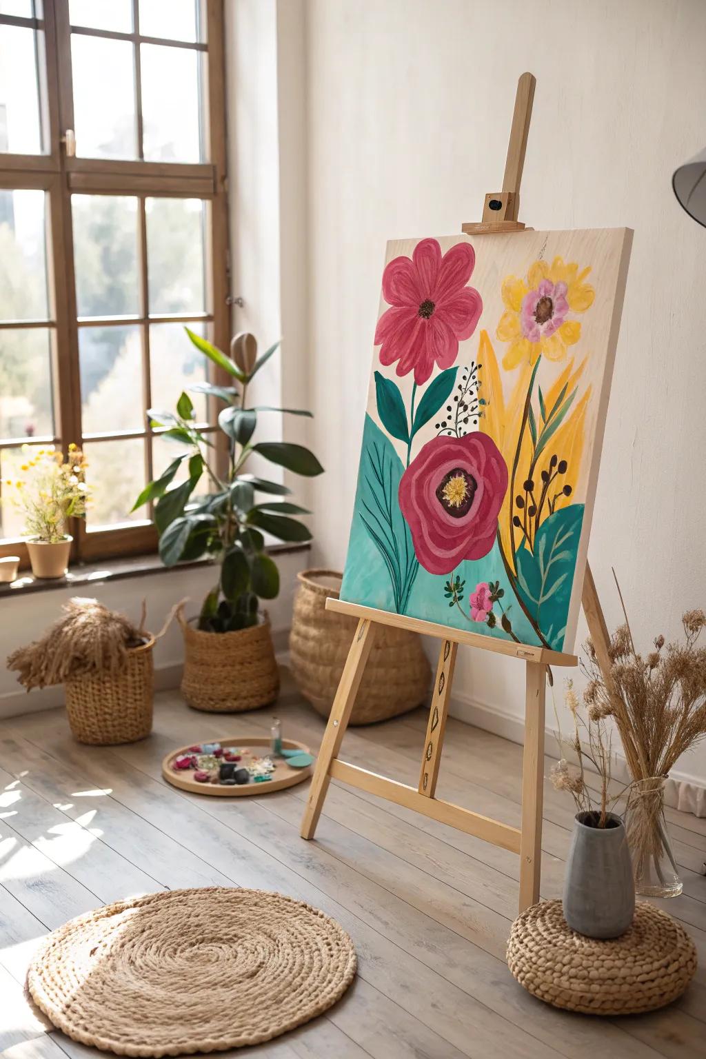 Unleash your creativity with bold floral abstracts - a vibrant touch to any minimalist space.