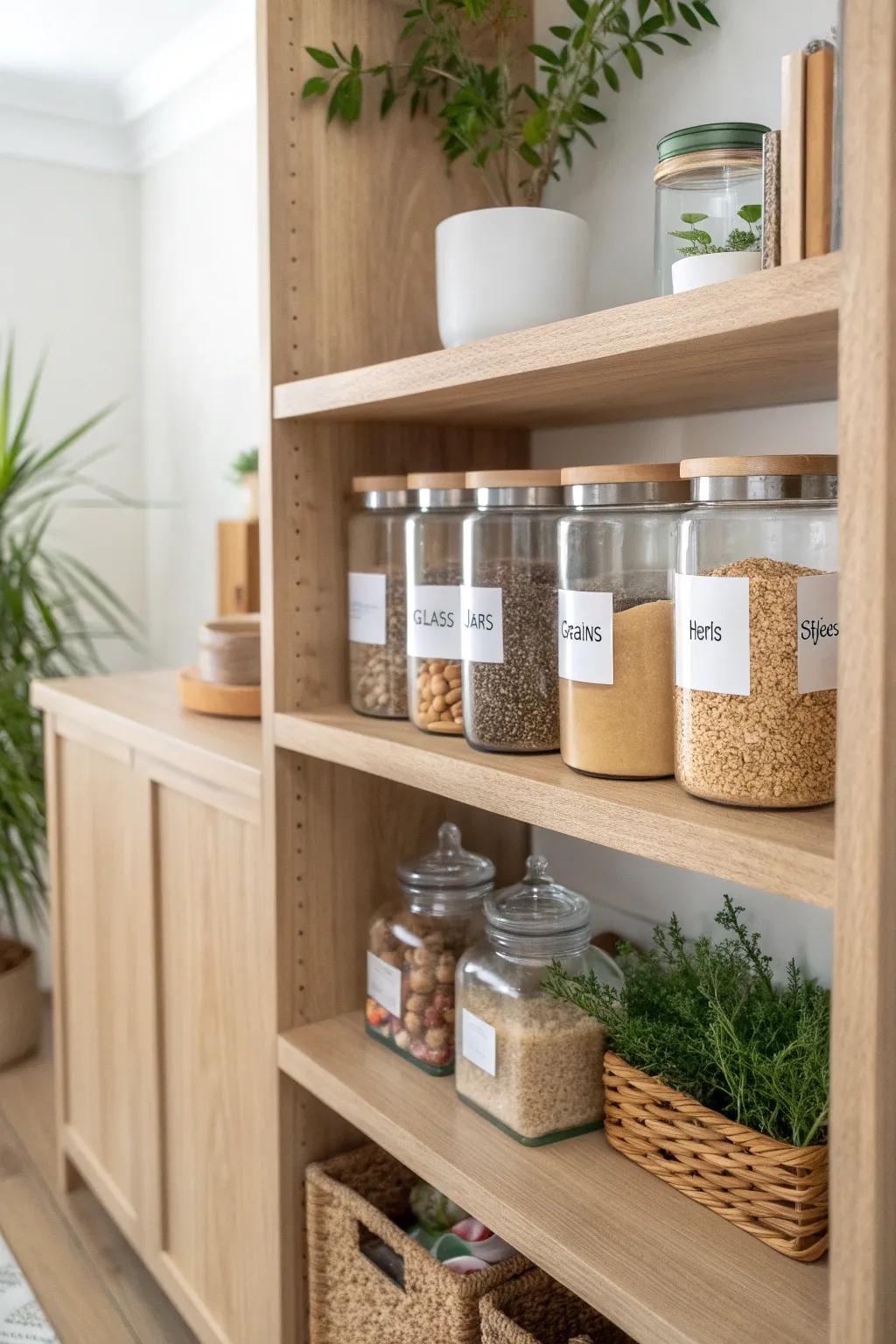 Transform your pantry with customizable dividers for a touch of minimalist elegance and seamless organization.