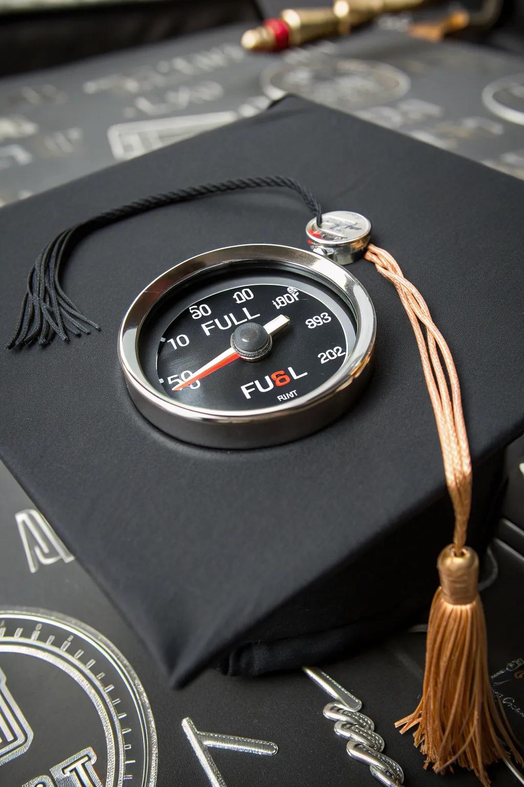 Fueling Success: A Graduation Cap with Full Throttle Determination
