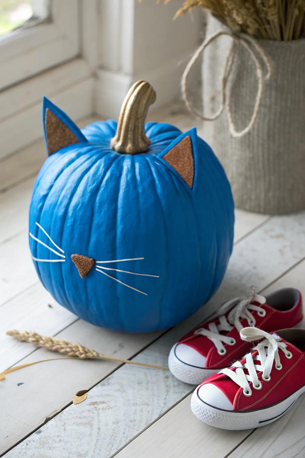 Transform your pumpkin into the grooviest Pete the Cat with minimalist flair and boho charm!