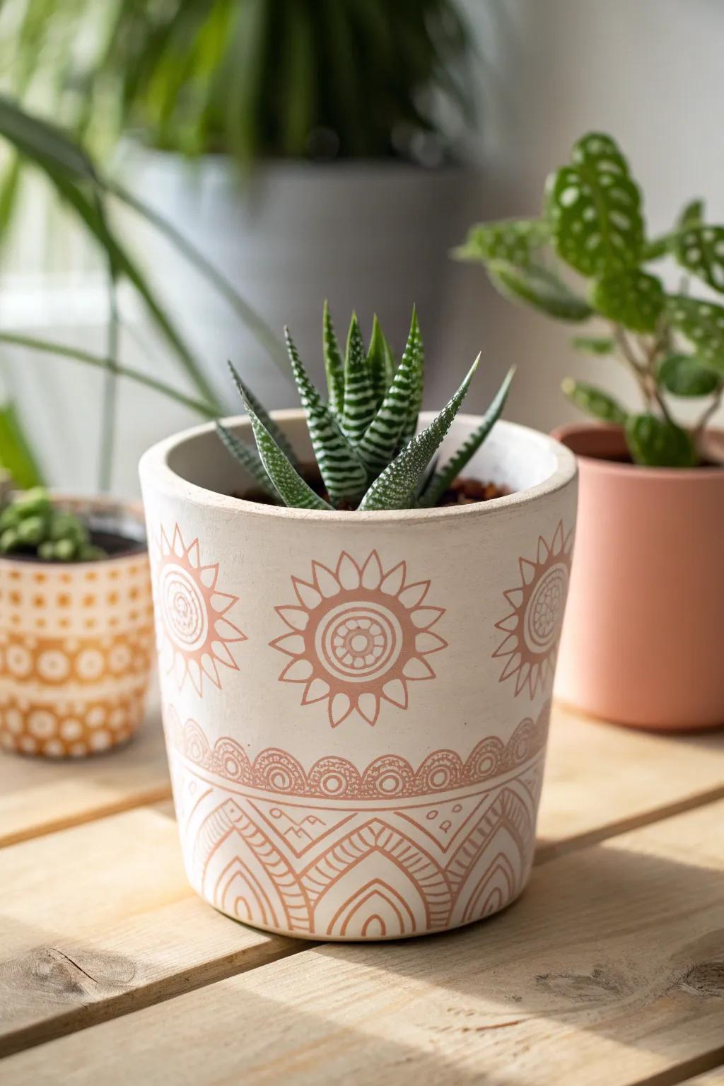 Elevate your plant game with charming vinyl-decorated pots. 🌿✨