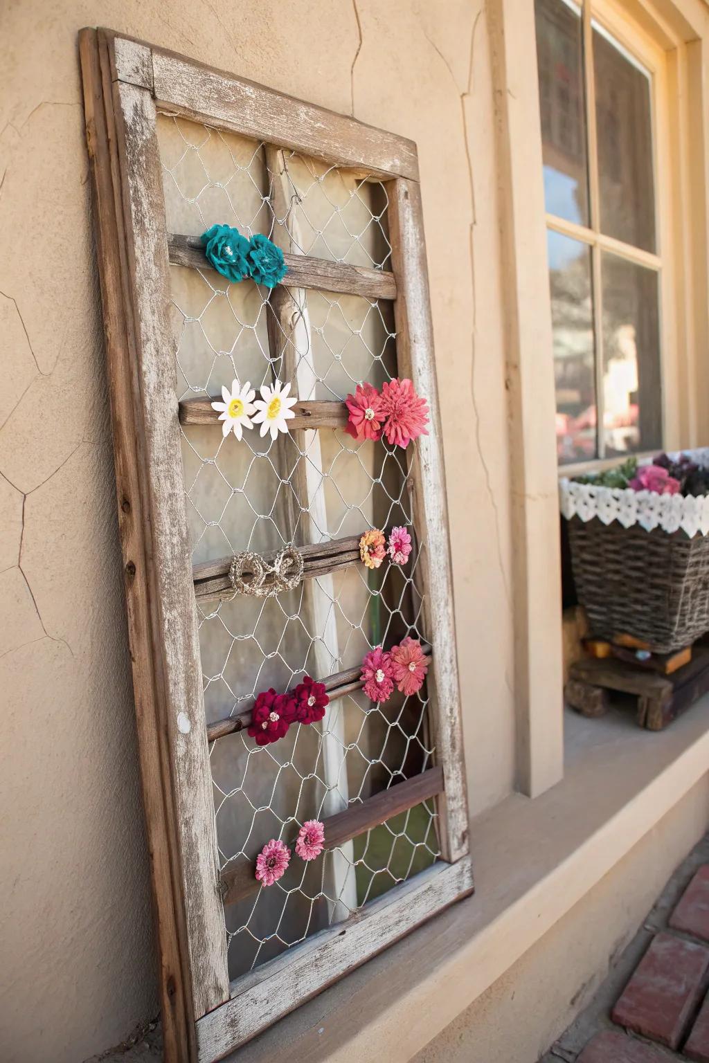 Transform vintage into chic with this DIY window frame hair clip holder!