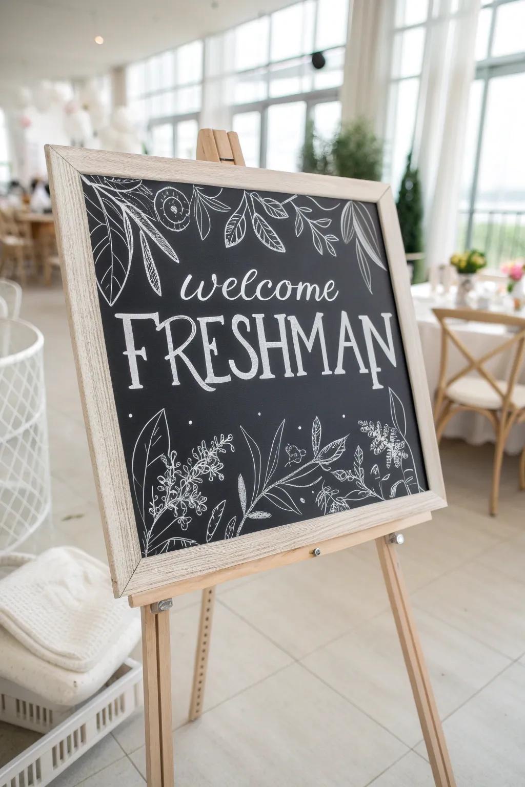 Welcome Freshmen with a touch of nostalgia and modern elegance. 🎨✨ #ChalkboardChic #ScandiBoho