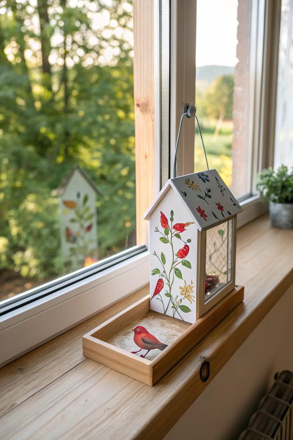 Start your day with a touch of nature—enjoy the serene beauty of visiting birds with this stylish window sill feeder.