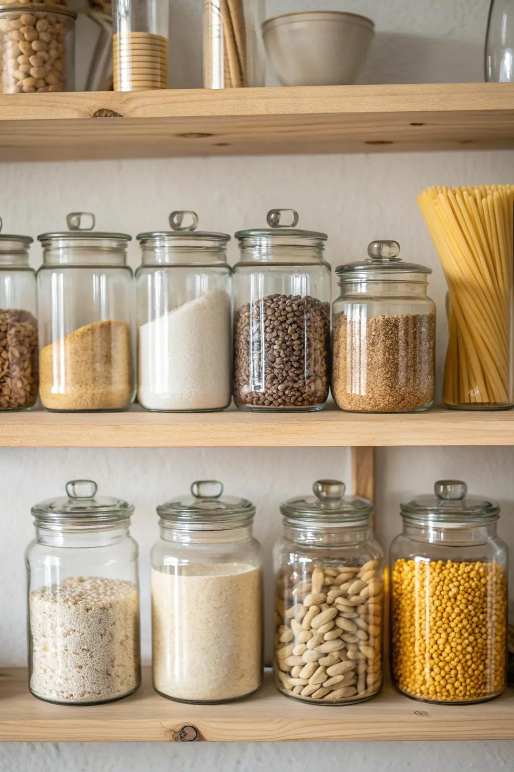 Elevate your pantry with the charm of glass jars—where simplicity meets natural beauty.
