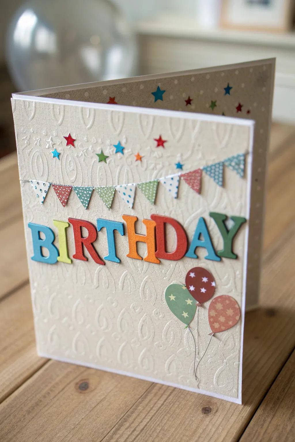 Celebrate in style with a bespoke name banner card – where craftsmanship meets creativity!