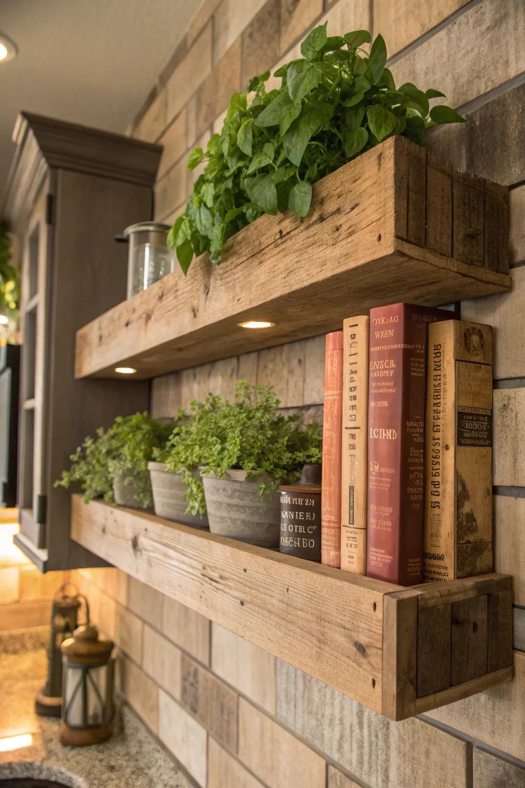 Transform your space with rustic charm: Unique shelving from leftover flooring.
