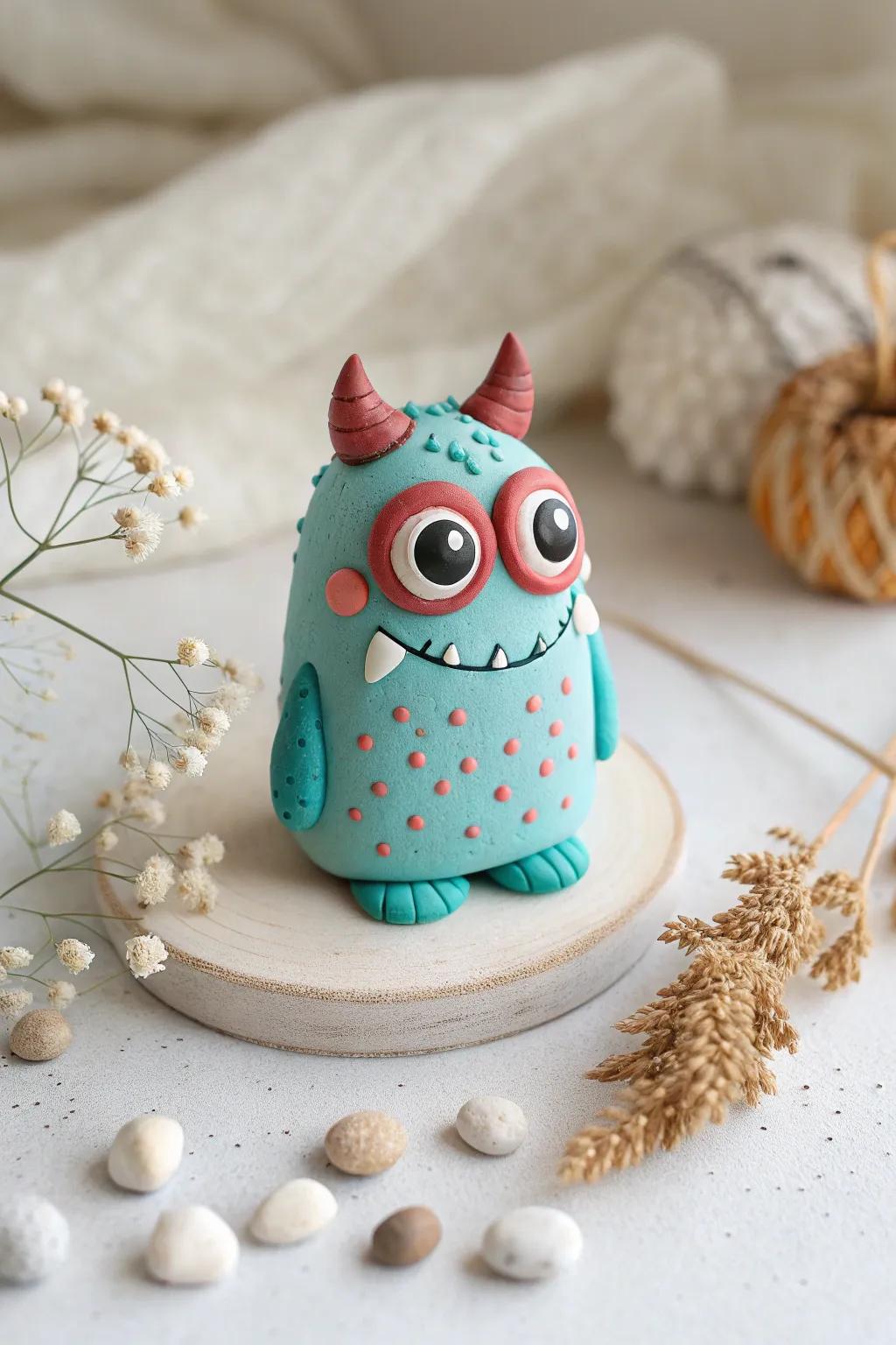 Add a touch of whimsy to your space with this charming Sculpey monster figure, crafted for smiles and creativity!