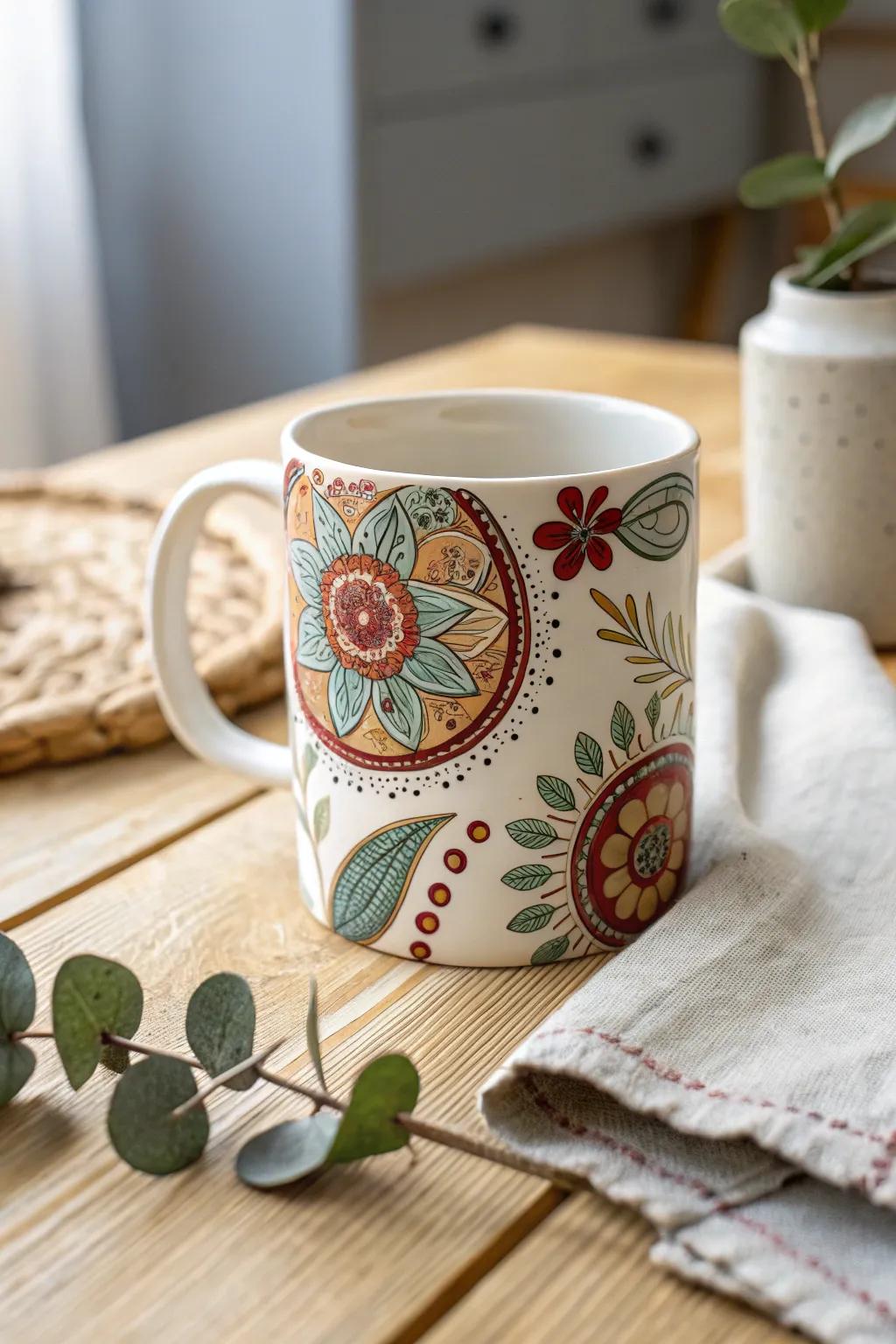 Sip in style with this beautifully designed ceramic mug, where vibrant colors meet minimalist elegance.