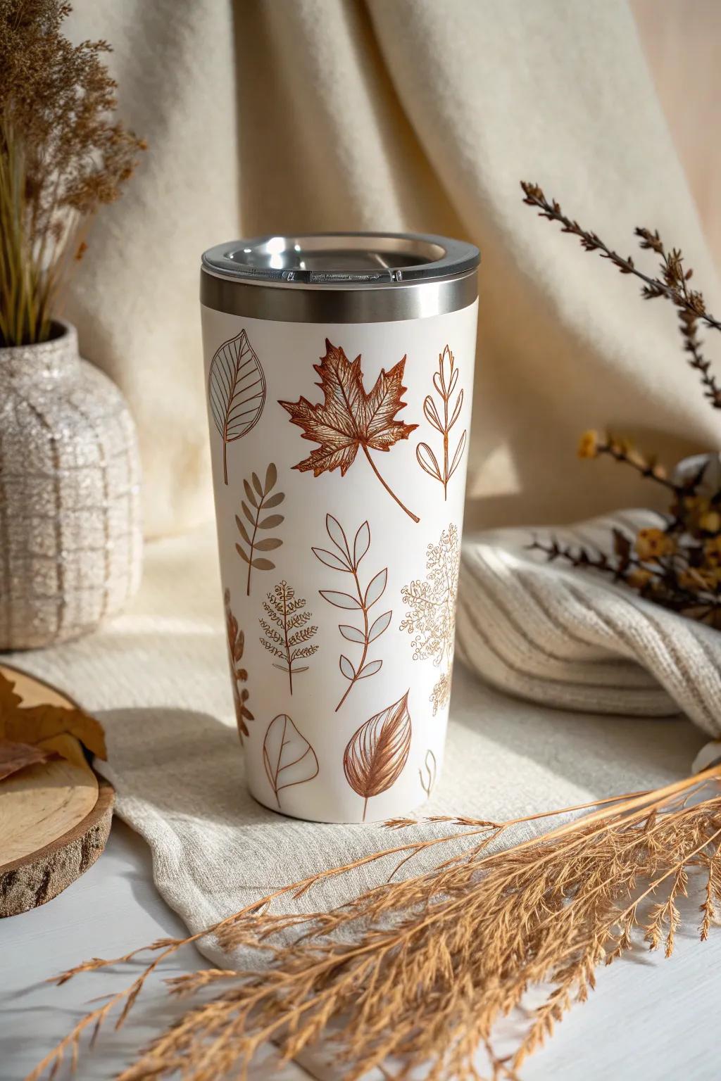 Sip in style: Transform your tumbler with seasonal vinyl art for an elegant touch.
