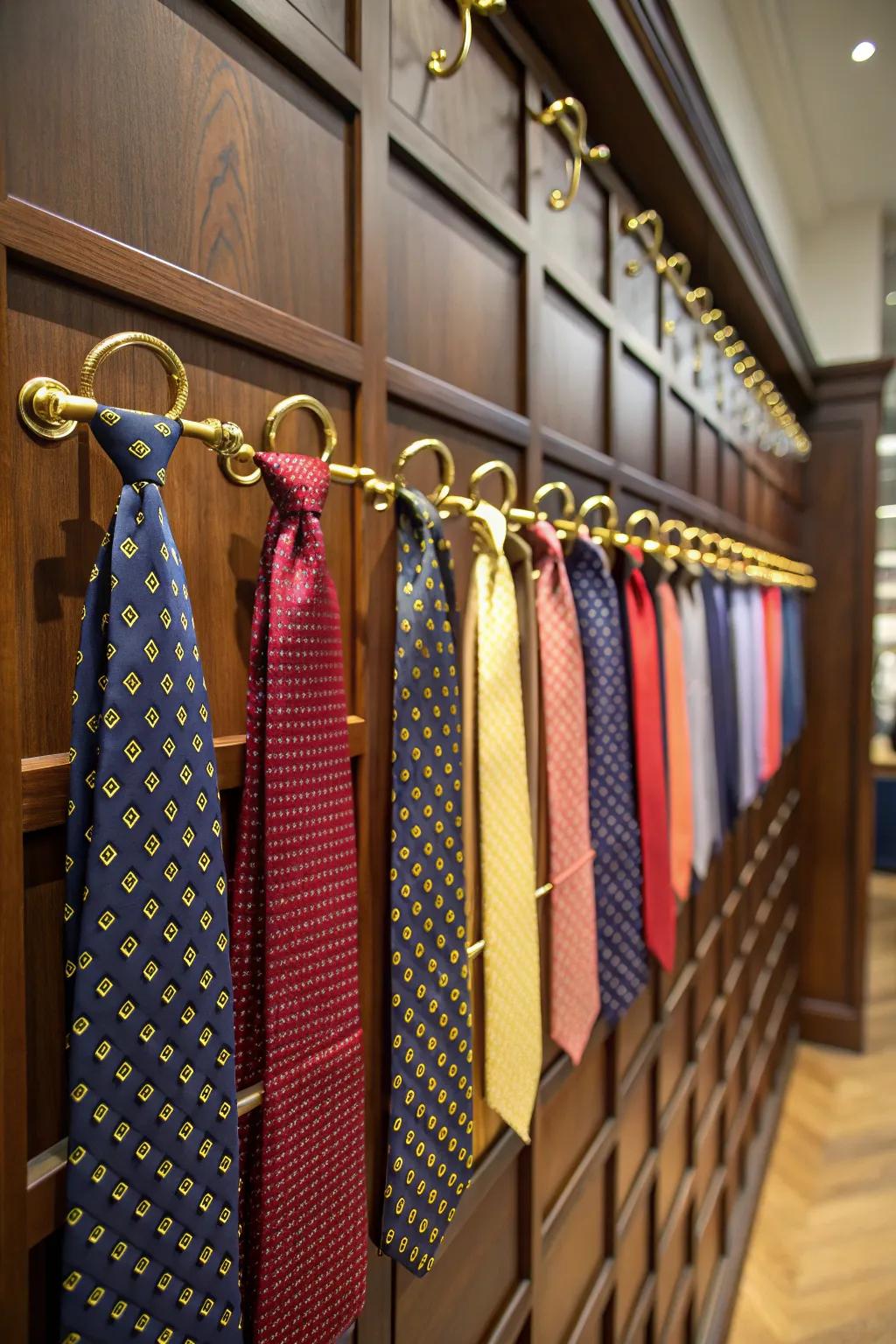 Transform your tie collection into a masterpiece with an artful wall display.