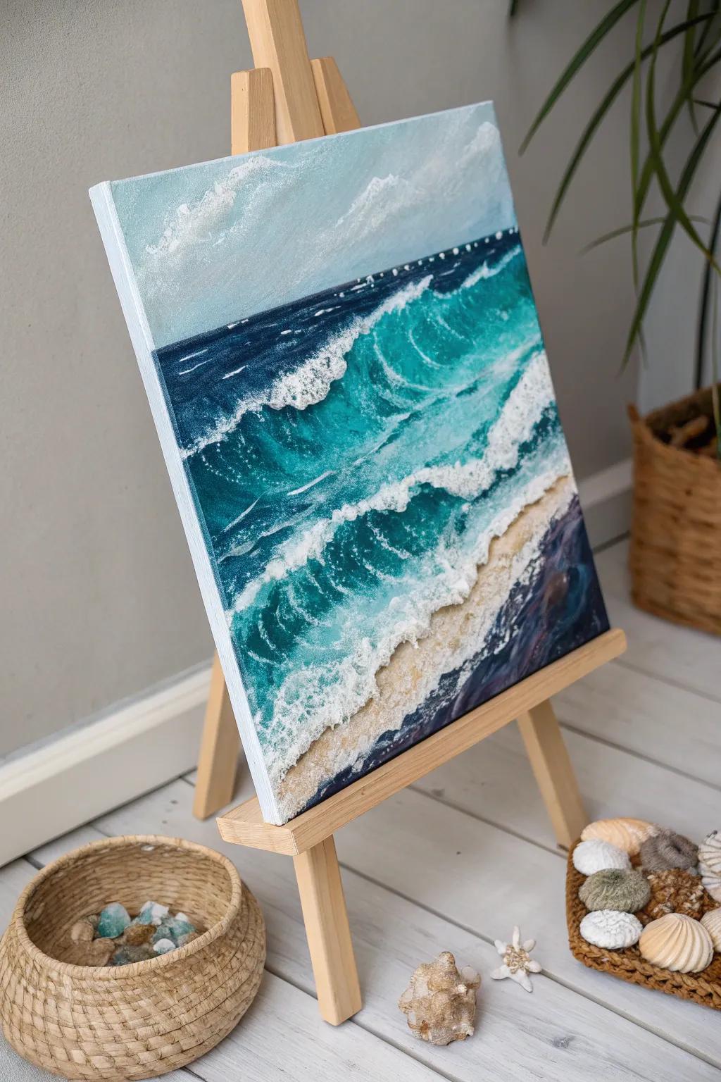 Bring the calming essence of the ocean into your home with textured wave art. 🌊✨ #OceanInspo #CraftedCalm