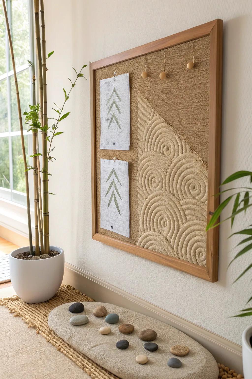 Find tranquility in simplicity with this zen-inspired burlap bulletin board.