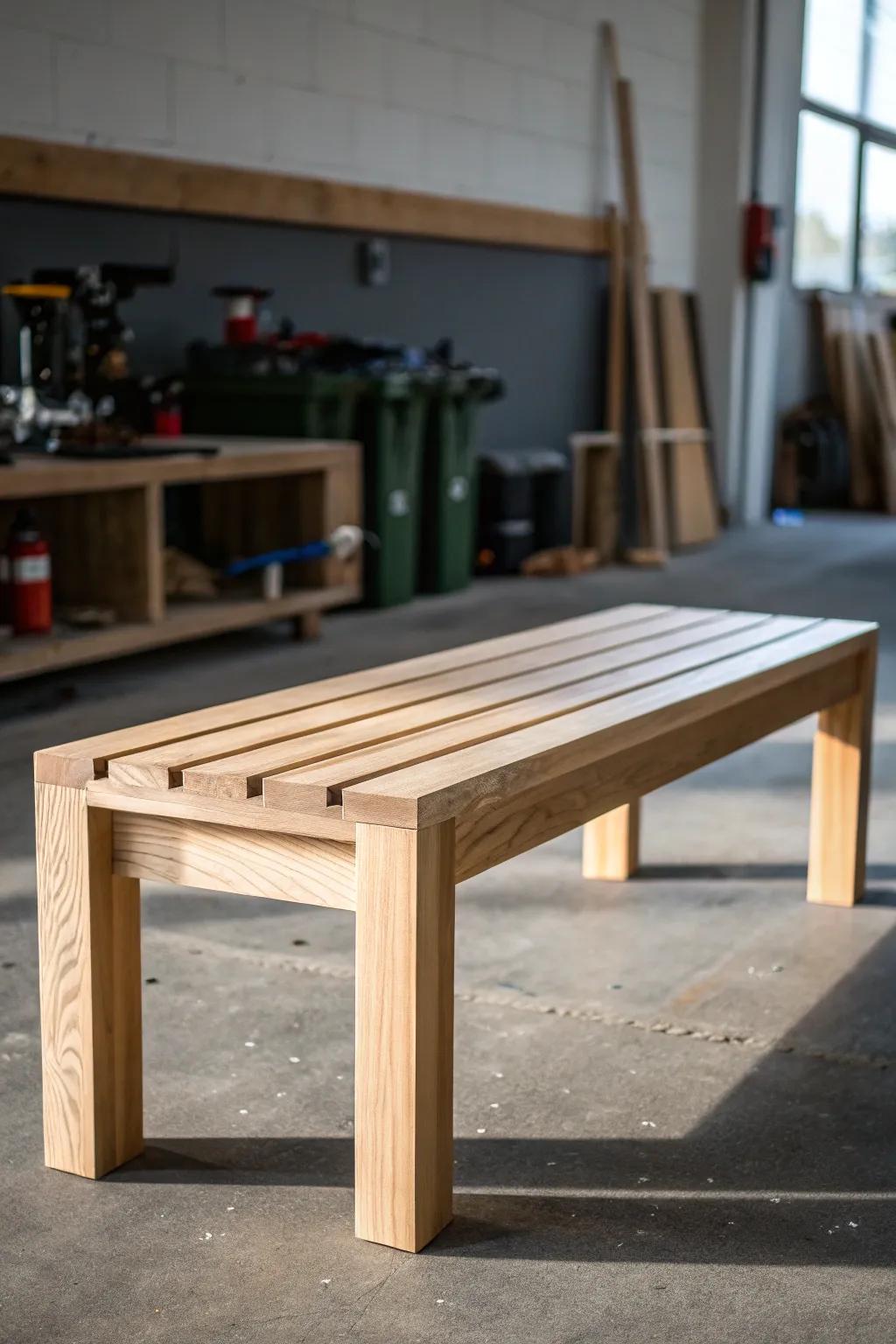 Craftsmanship meets modern minimalism: A sleek 2x4 bench that elevates any space.