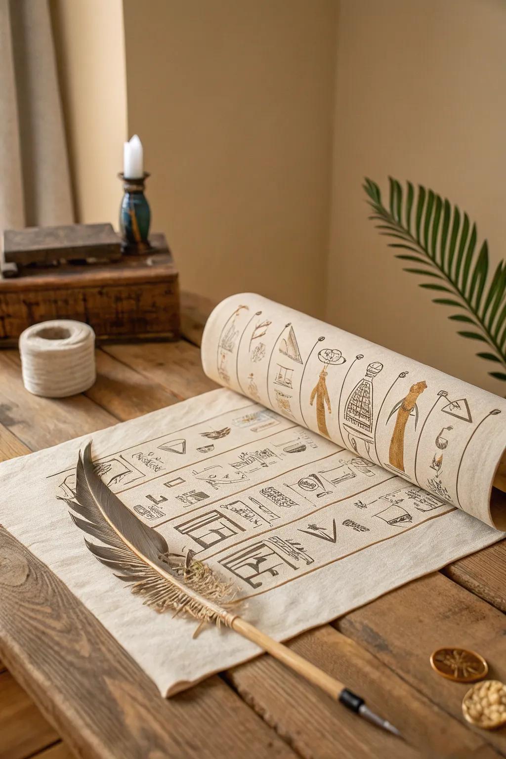 Unlock the secrets of ancient Egypt with handcrafted hieroglyphic messages.