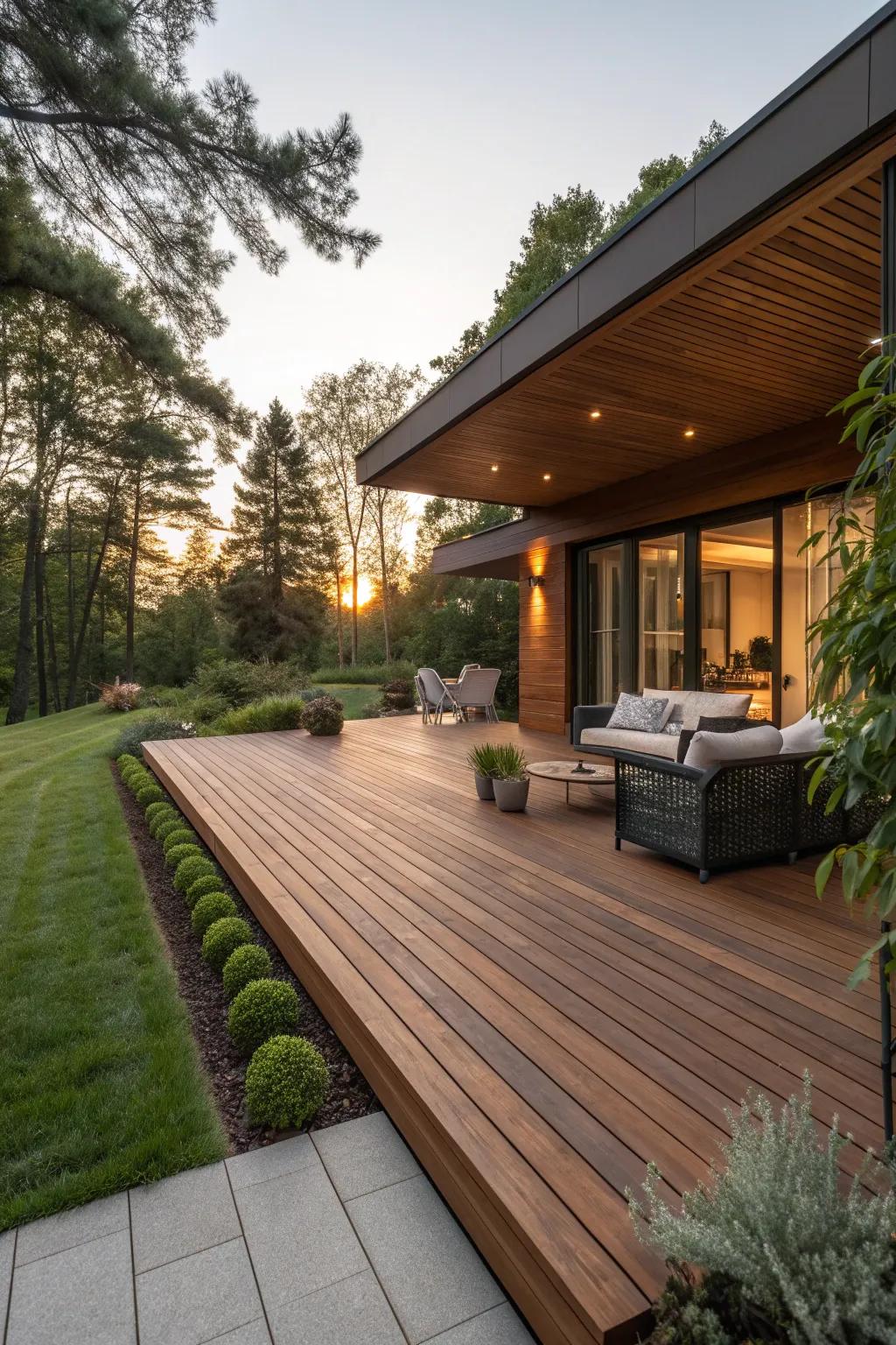 Transform your backyard into a luxurious escape with a custom-crafted wooden deck.