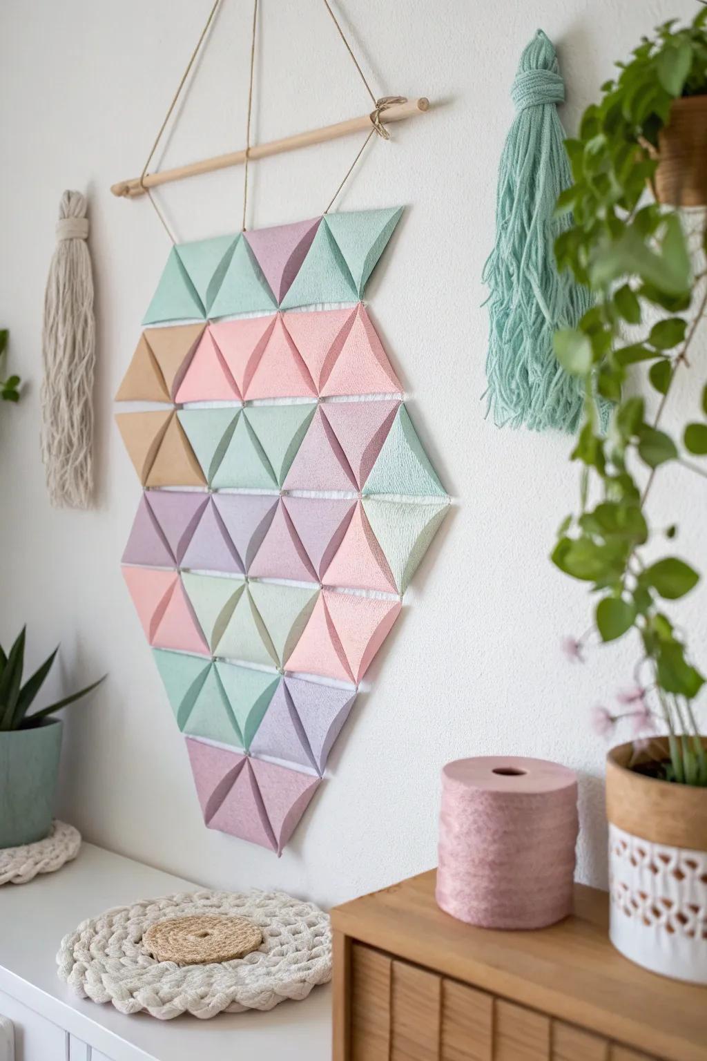 Elevate your space with this stunning geometric paper art—where minimalism meets artistic flair. 🌿✨