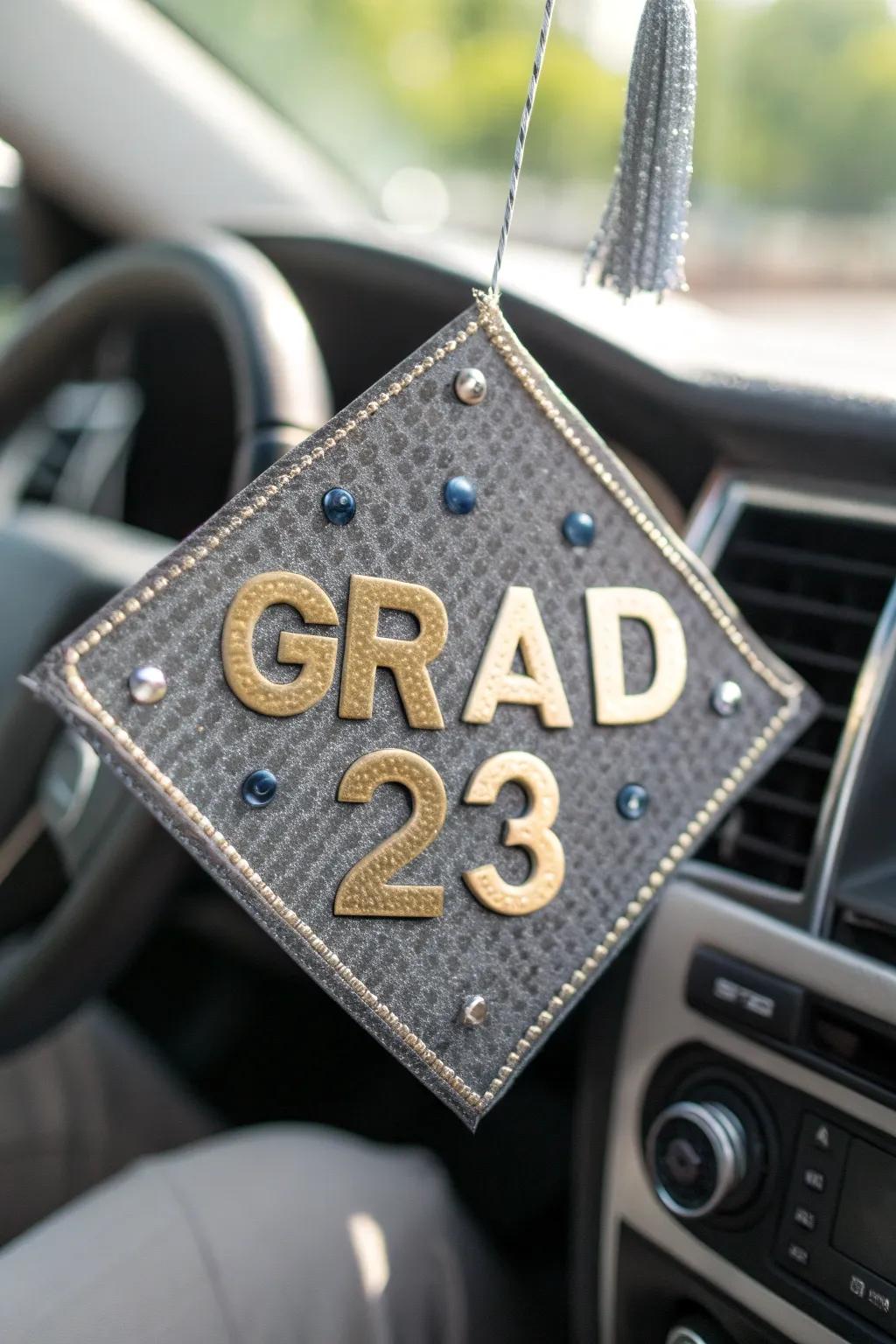 Cruise into success with a 'GRAD 23' cap that merges graduation with a passion for cars.