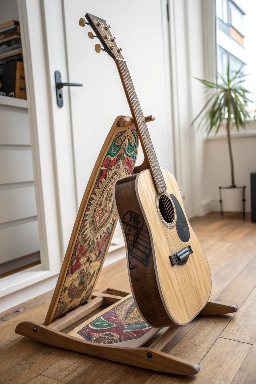 Breathe new life into an old skateboard with this stylish and functional guitar stand.