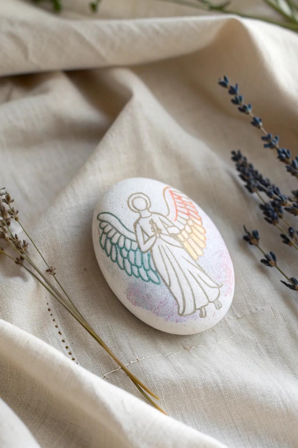 Transform ordinary stones into heavenly art with these painted angel stones, perfect for adding a touch of serenity to your garden.