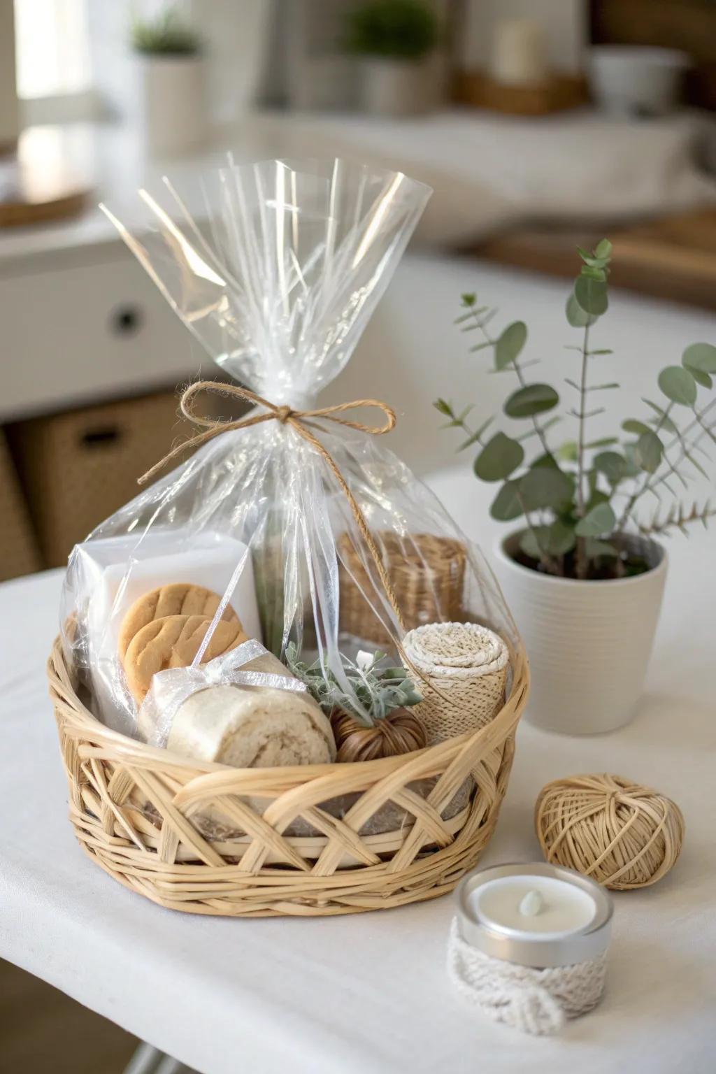 Elevate your gift-giving with clear cellophane elegance. Perfectly minimalist, beautifully Boho.