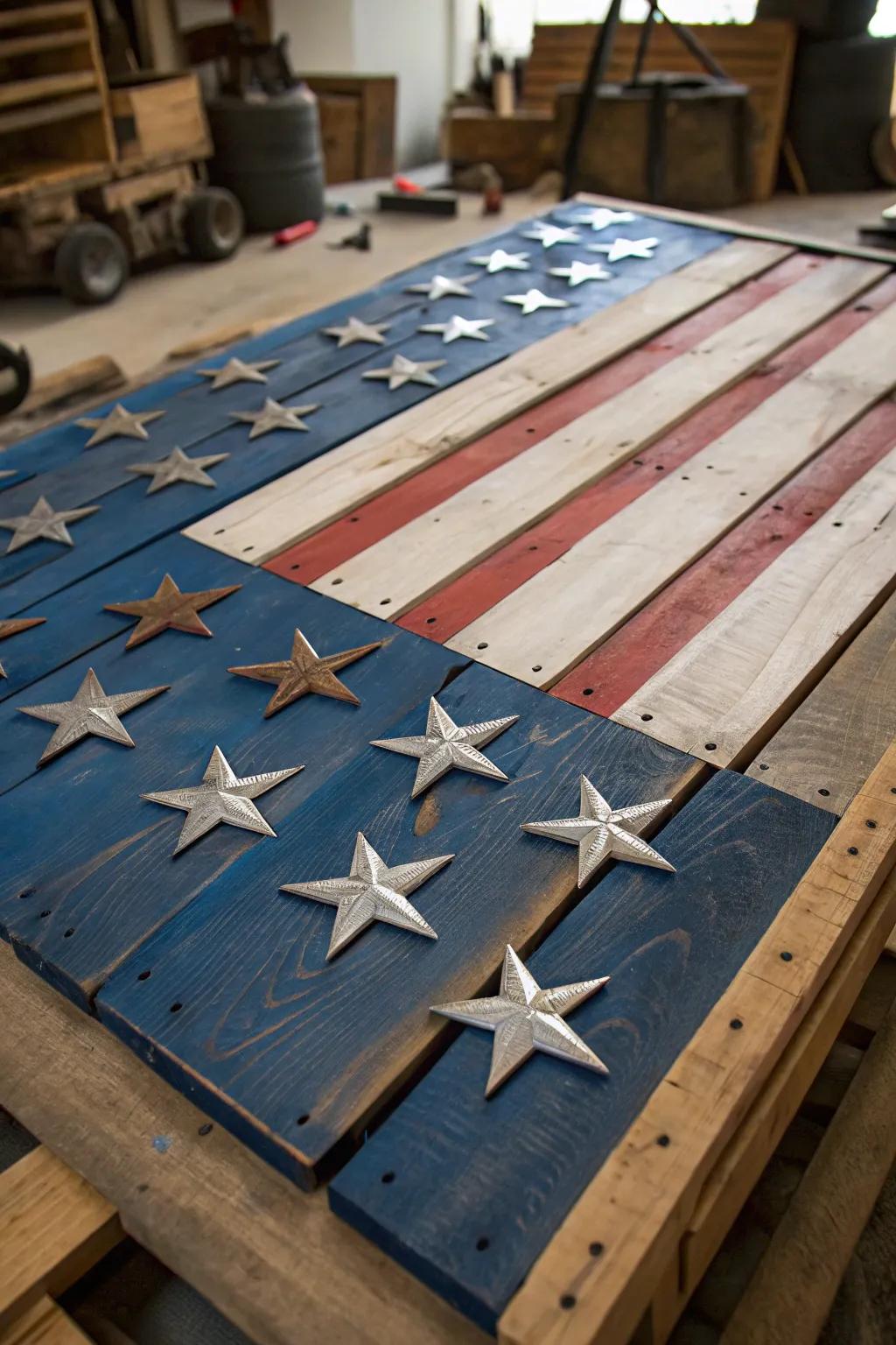 Elevate your patriotic decor with handcrafted metallic stars for a bold, 3D effect.