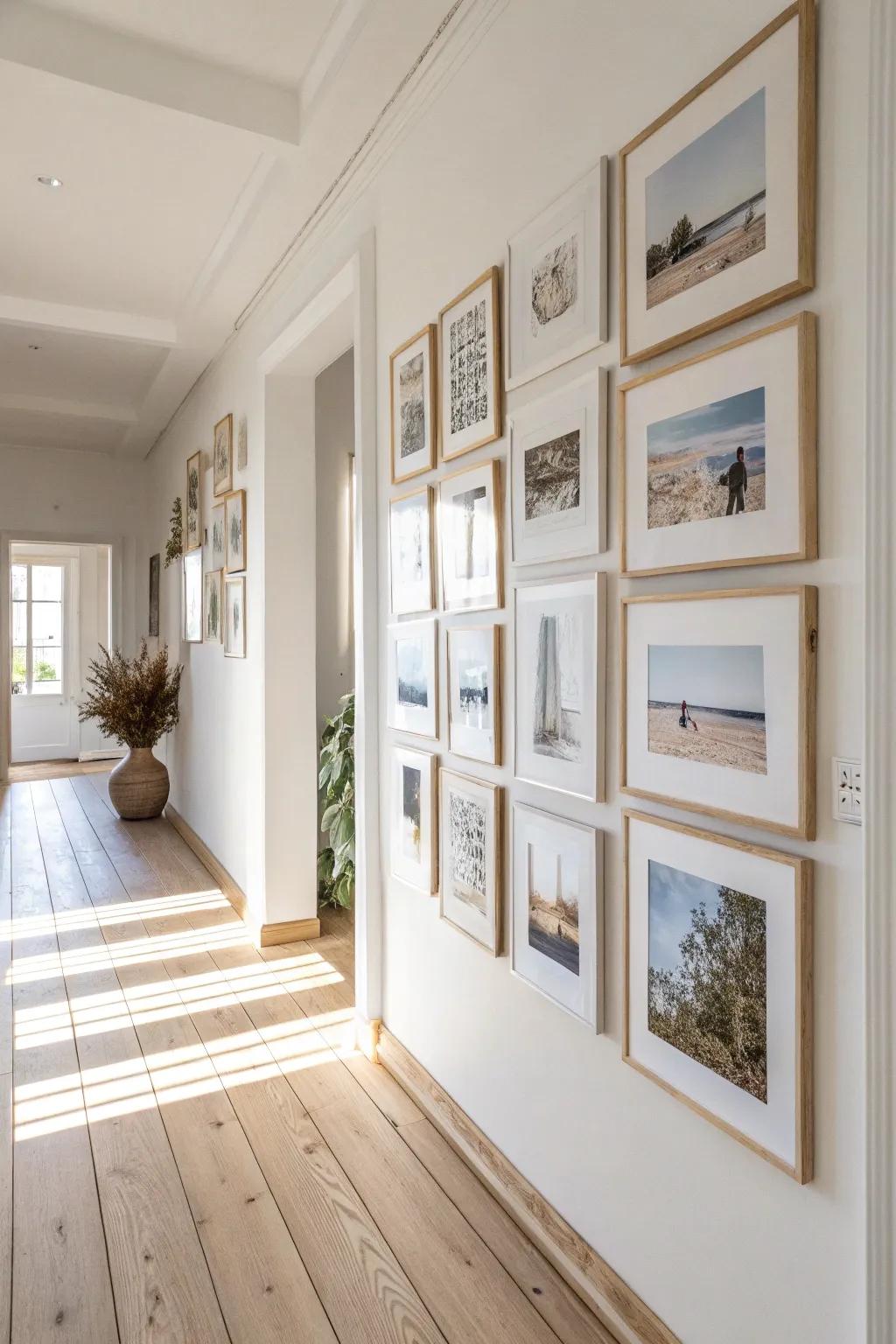 Transform your hallway into a captivating gallery with stunning collage wall art that speaks volumes in simplicity.