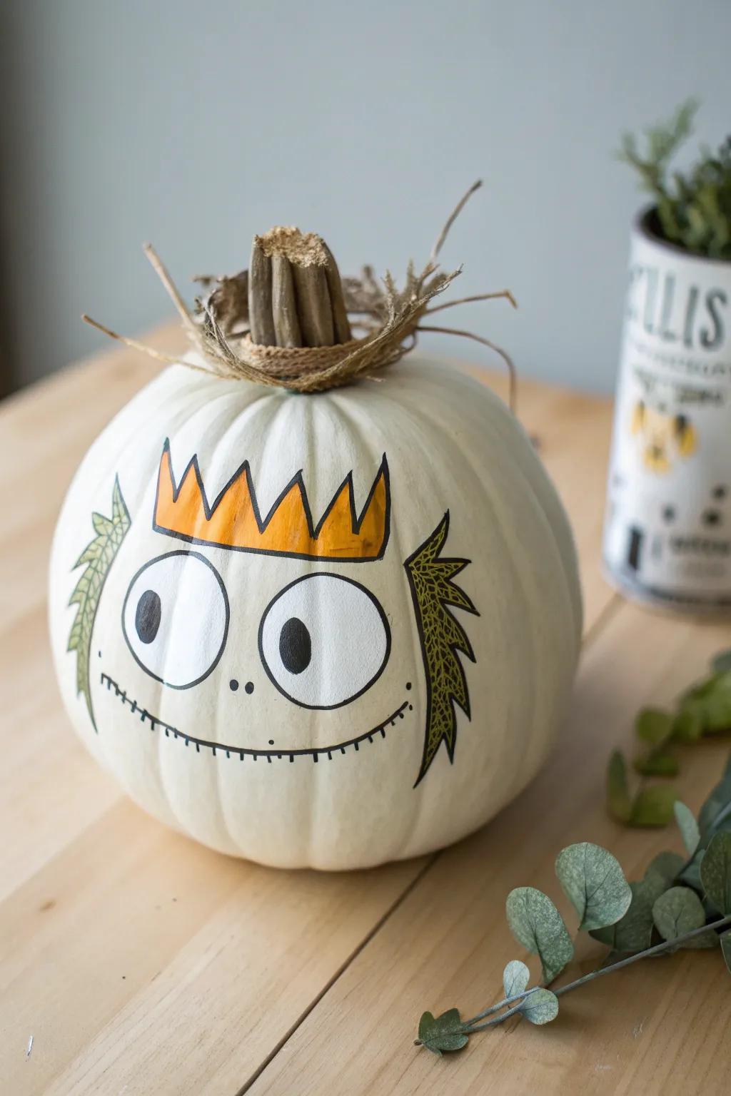 Unleash your inner wild thing with this charming, minimalist pumpkin inspired by adventure and imagination.