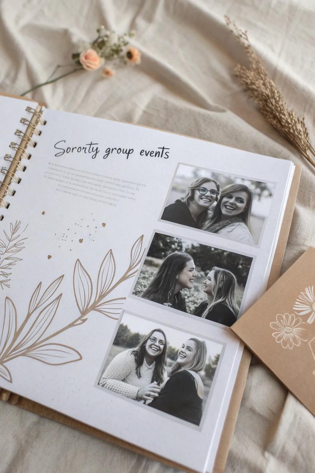 Capture the joy of sisterhood with a scrapbook page that celebrates unforgettable group moments.