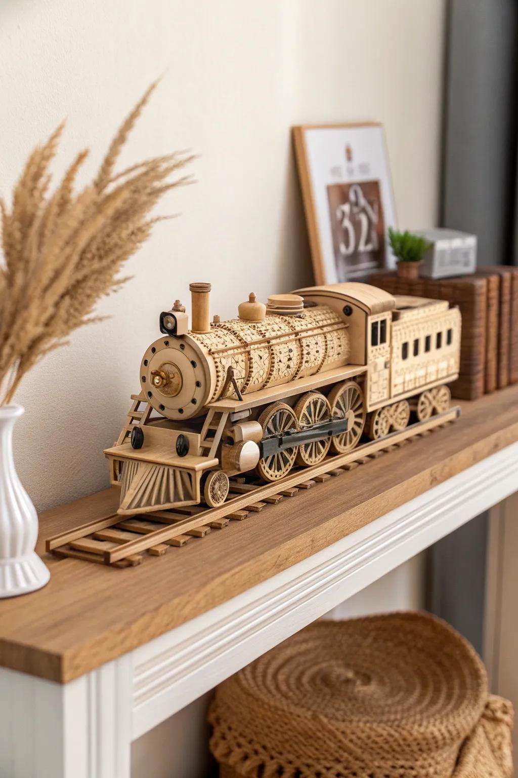 All aboard the journey of craftsmanship and elegance with this stunning 3D wooden train puzzle!