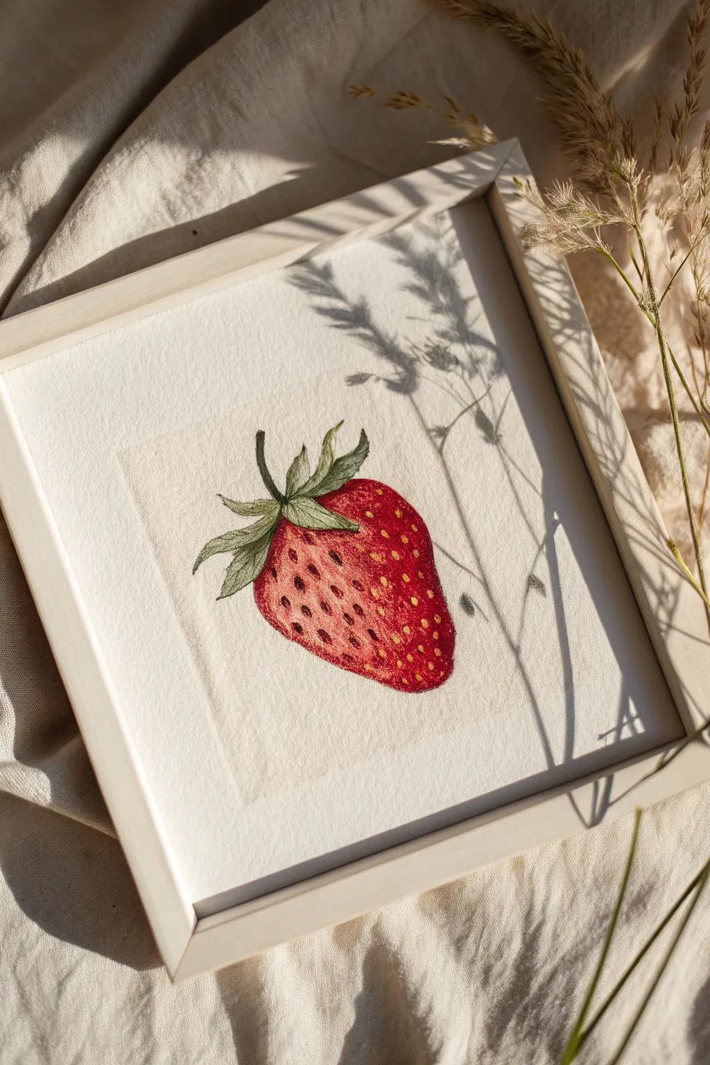 Savor the simplicity of vibrant strawberry art—perfect for adding a fresh touch to your decor.