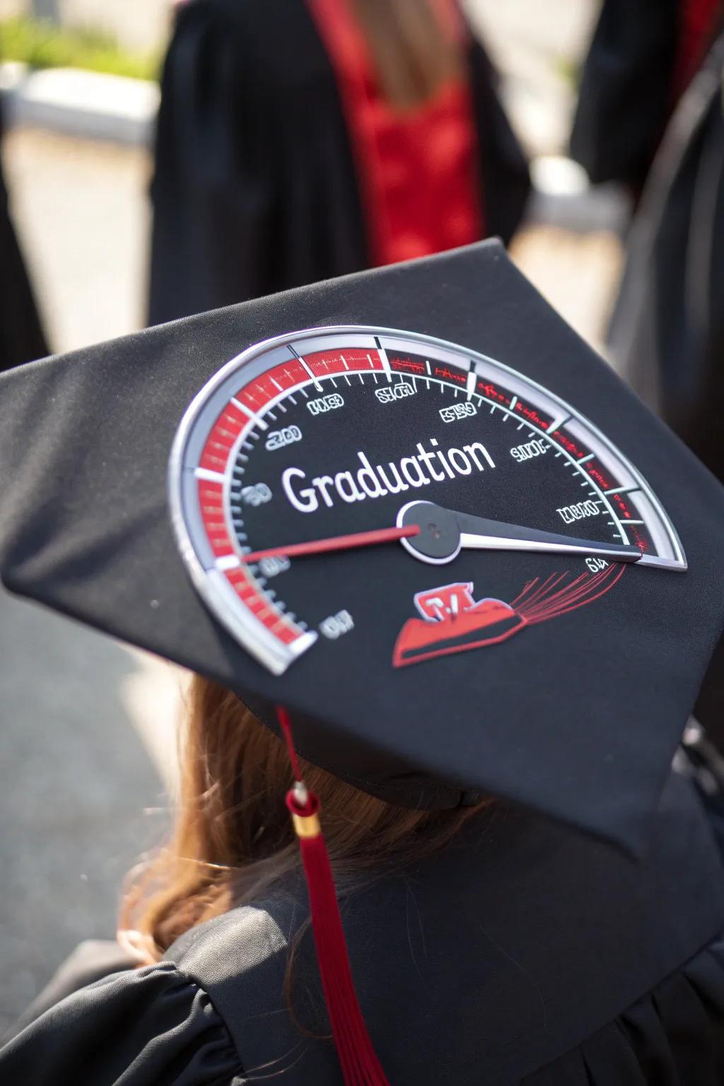 Accelerate into the future with a graduation cap that revs up your style!