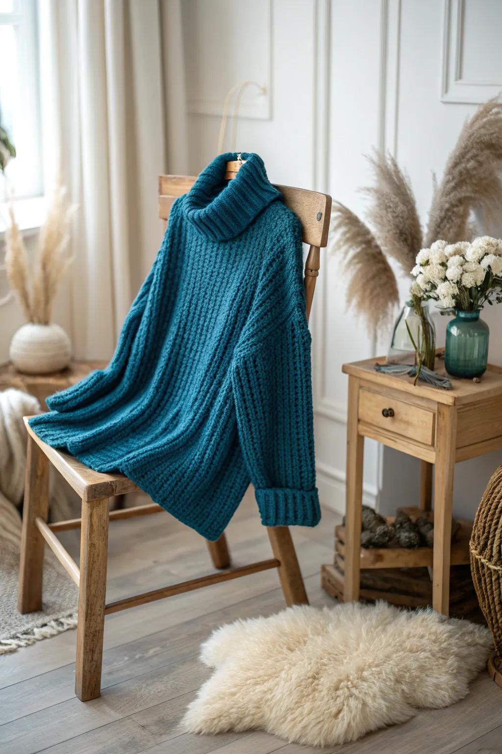 Wrap yourself in warmth with this chic turtleneck sweater - a perfect blend of comfort and style.