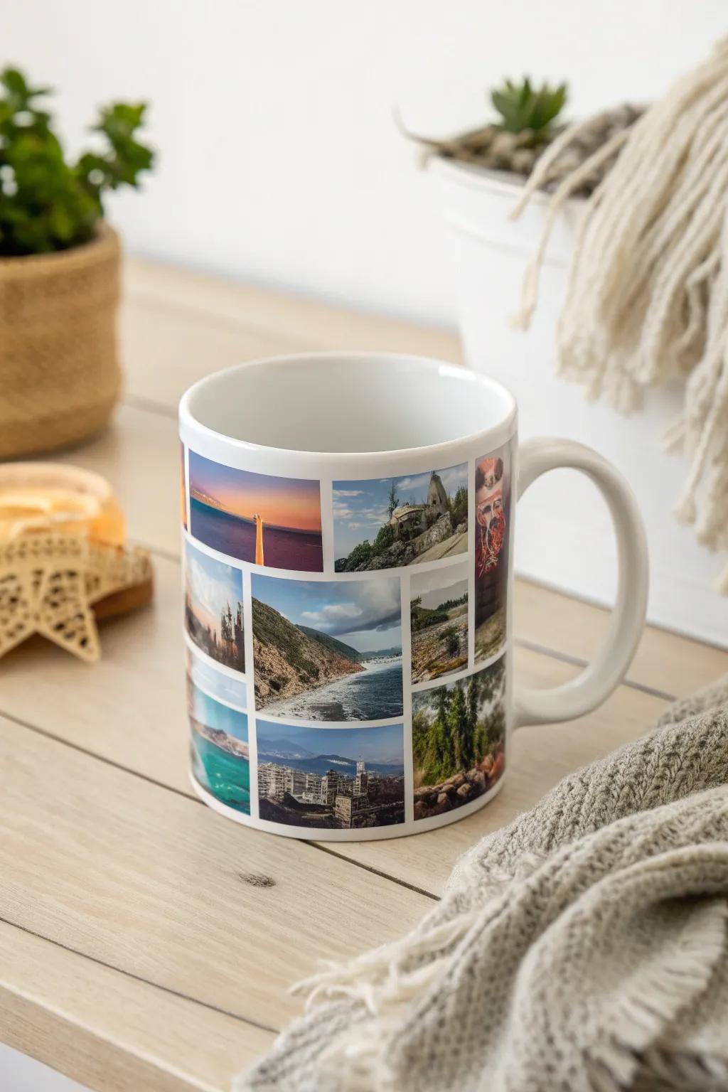 Sip your memories: A collage mug that tells your travel story every morning.
