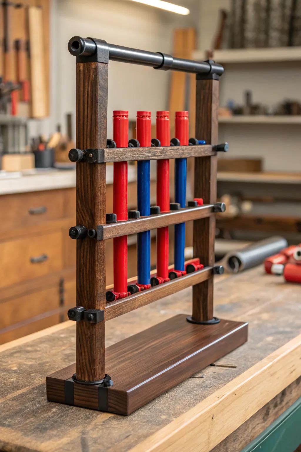 Organize with Style: A Freestanding Rack for Your Pipe Clamps