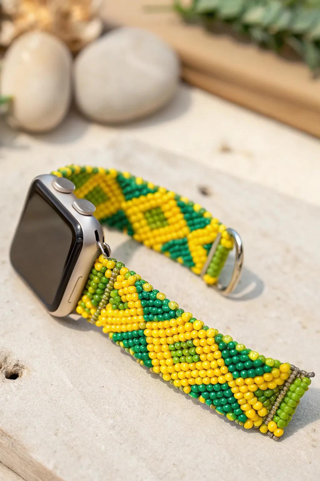 Embrace the sunshine with a vibrant seed bead watch band that's perfect for summer adventures!