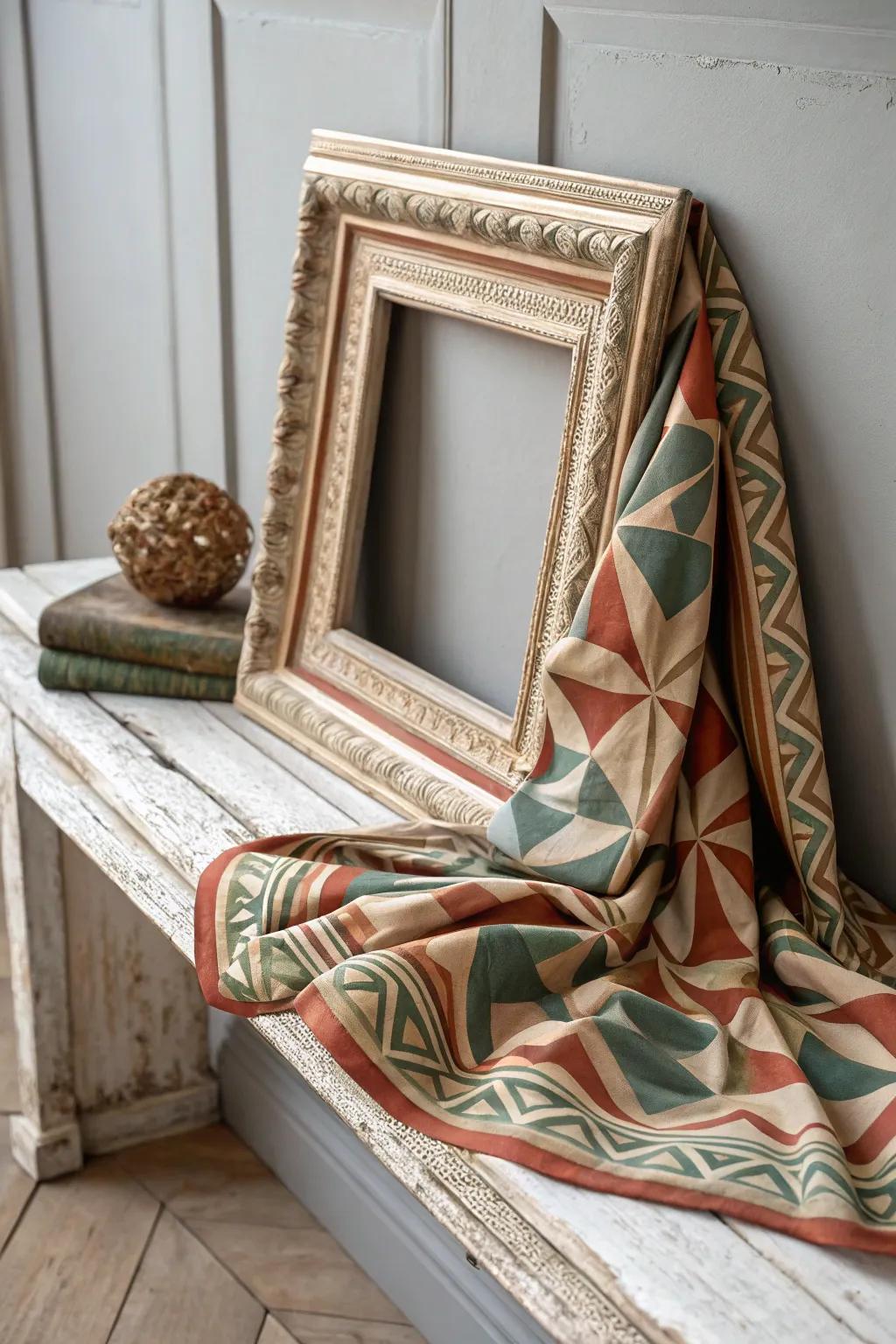 Elevate your space with this DIY fabric-wrapped frame: where modern patterns meet boho elegance.