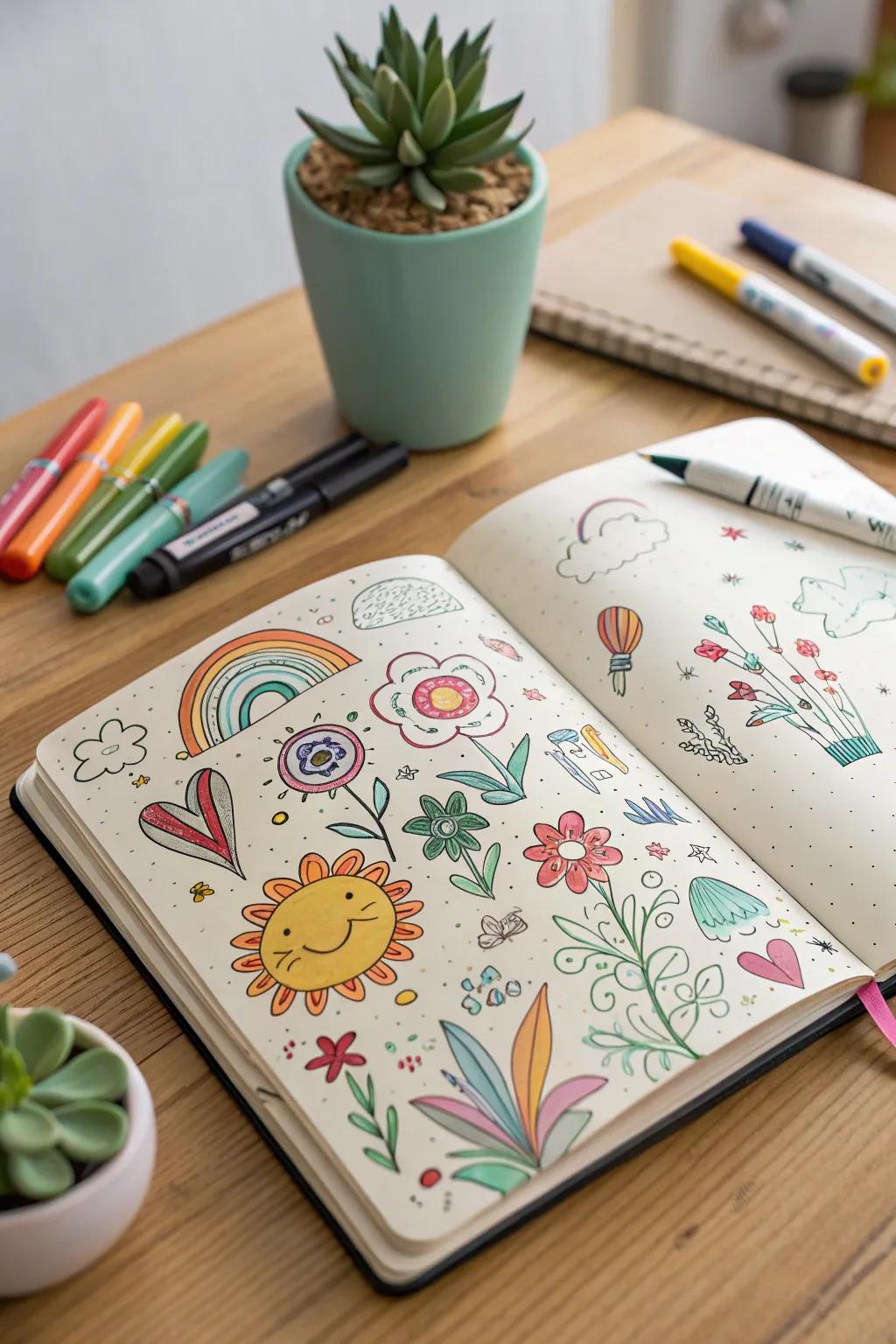 Unleash your creativity with quirky doodles that add a splash of color and joy to your day. 🌿✨