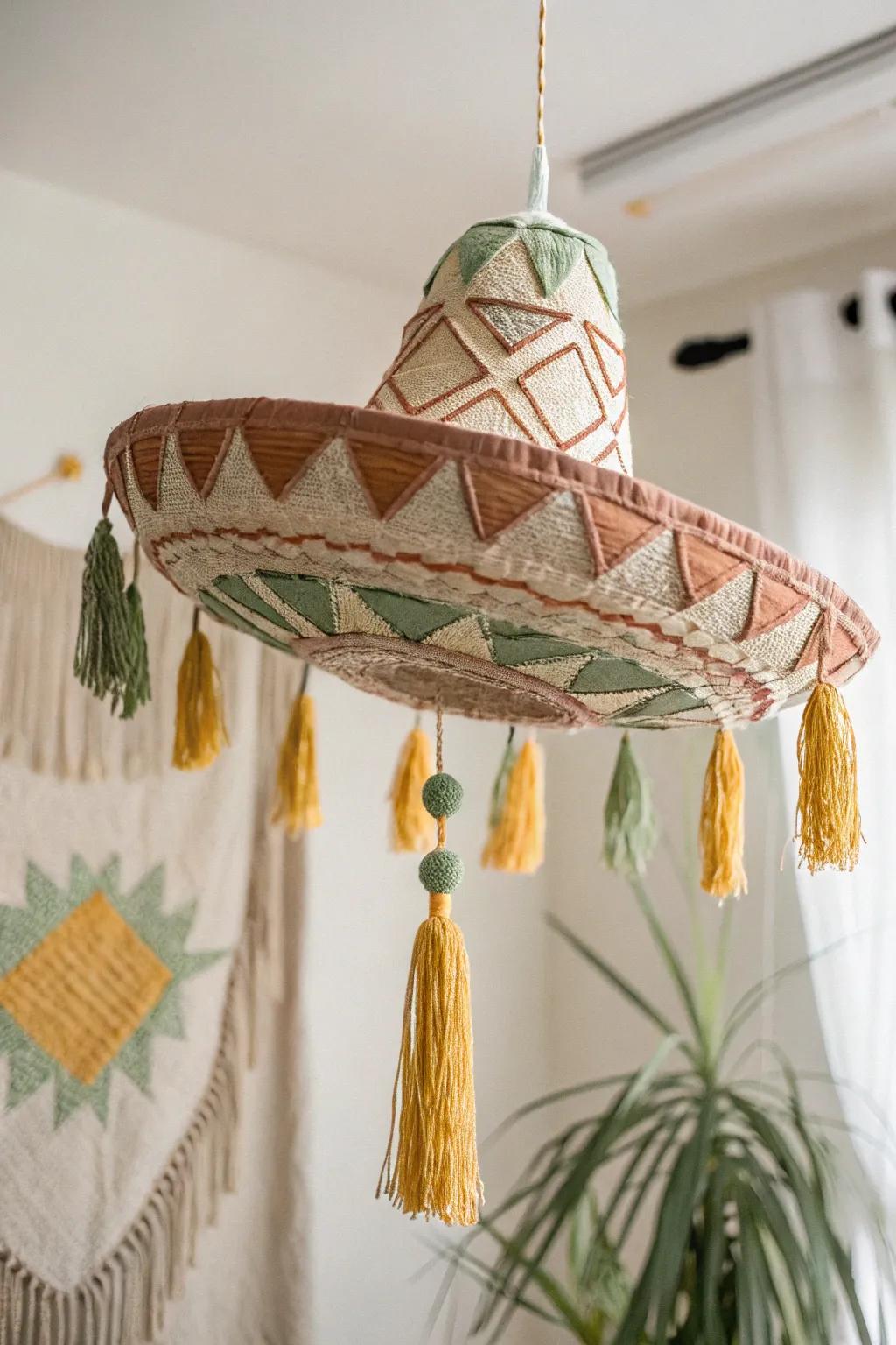 Celebrate with style: a sombrero piñata that blends Mexican flair with minimalist charm.
