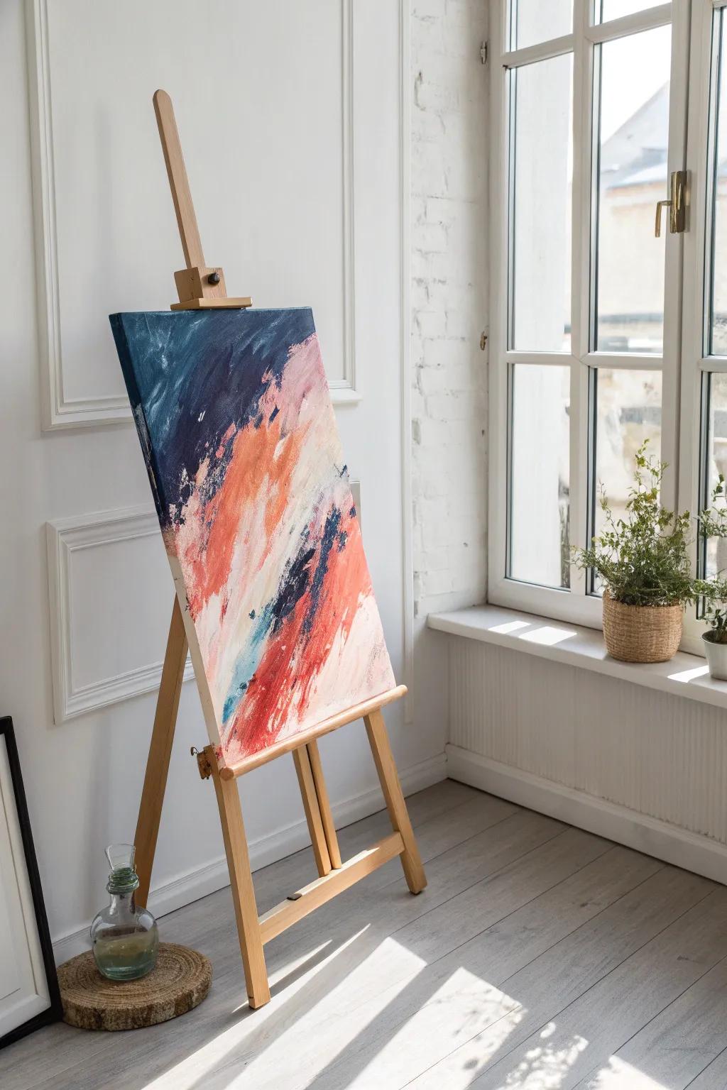 Unleash your creativity with bold abstract brushwork and vibrant colors, where simplicity meets artistic flair.