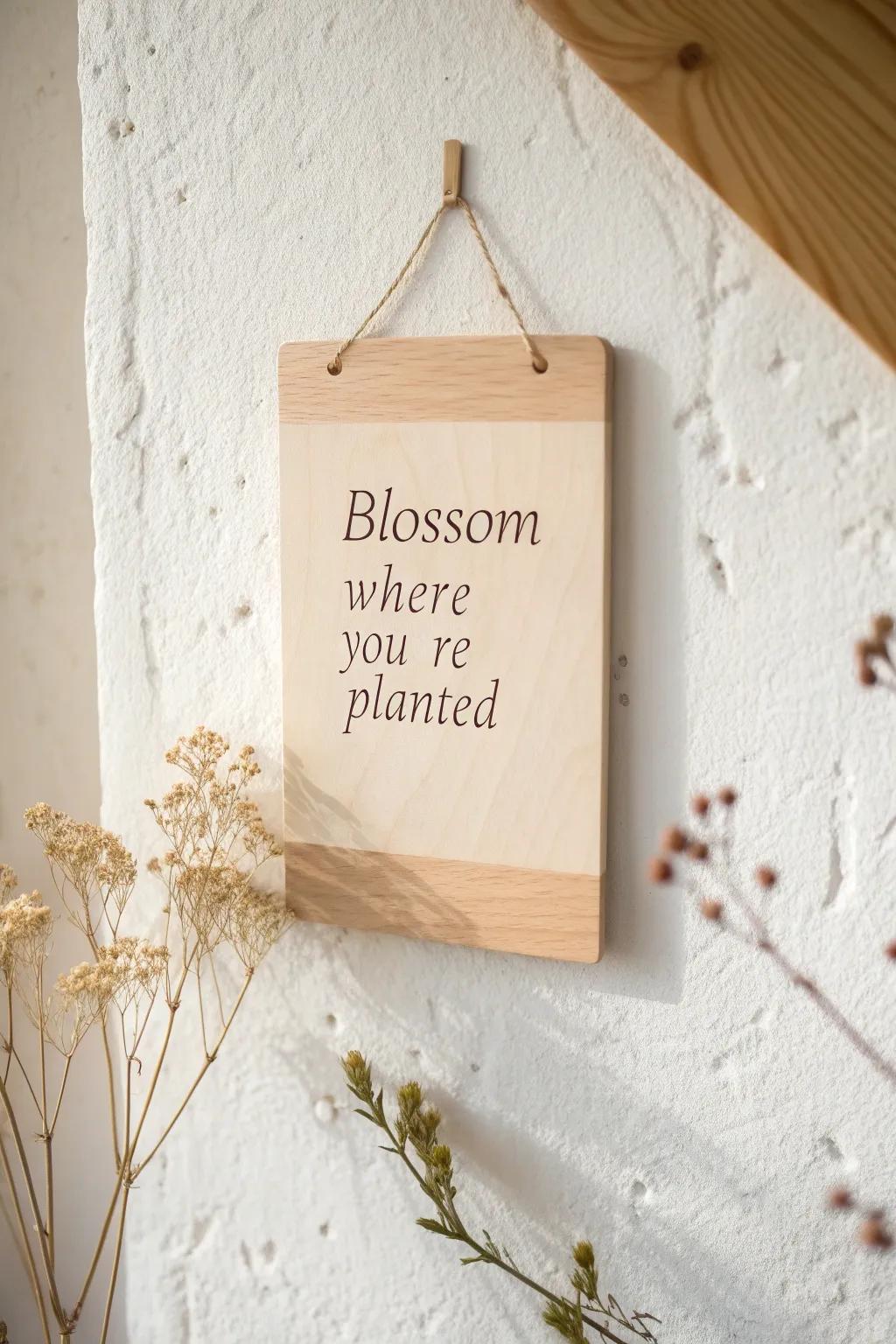 Embrace the seasons with inspiring quotes and natural beauty on a minimalist bulletin board.